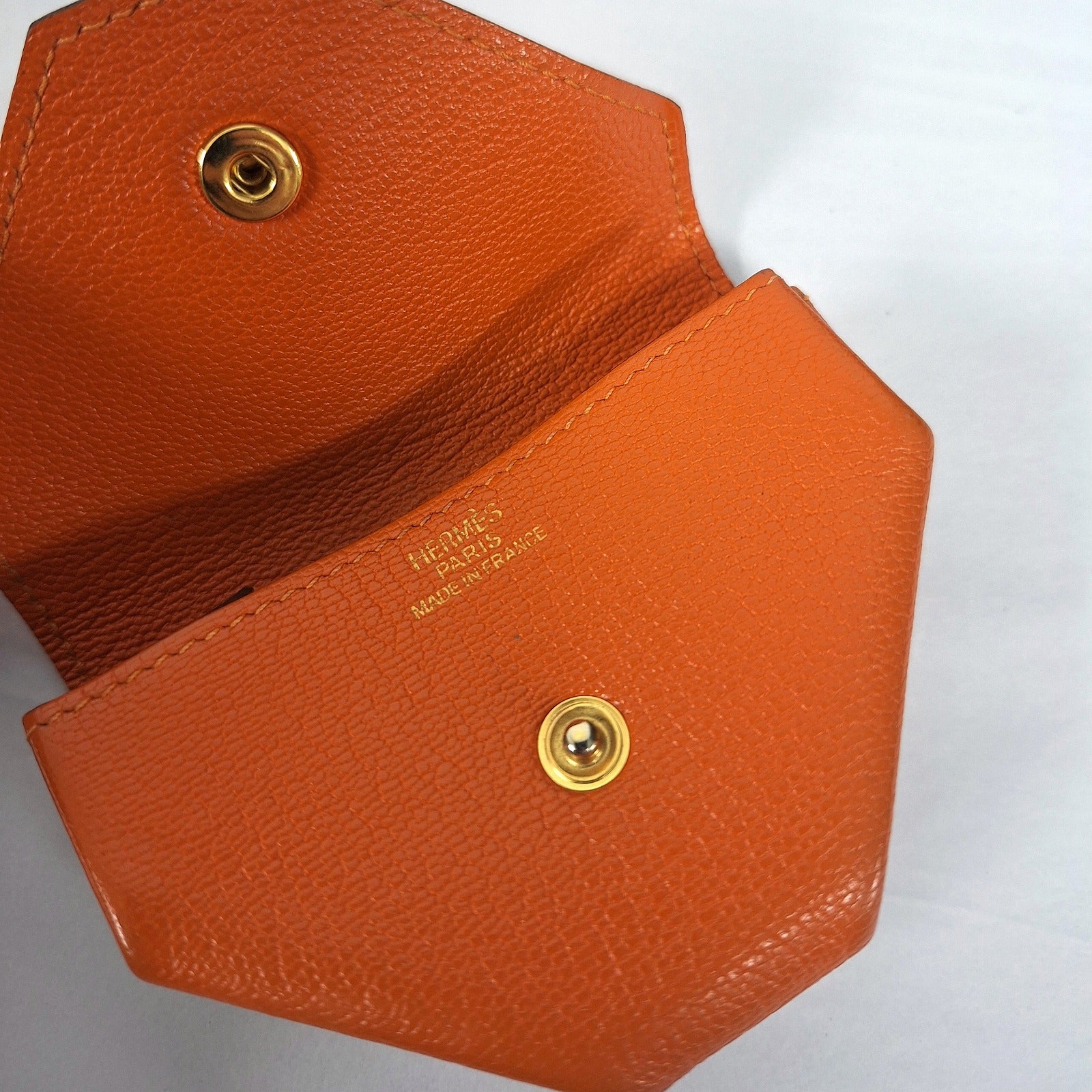 HERMES Chevre皮革Levain Quatre金扣零錢包