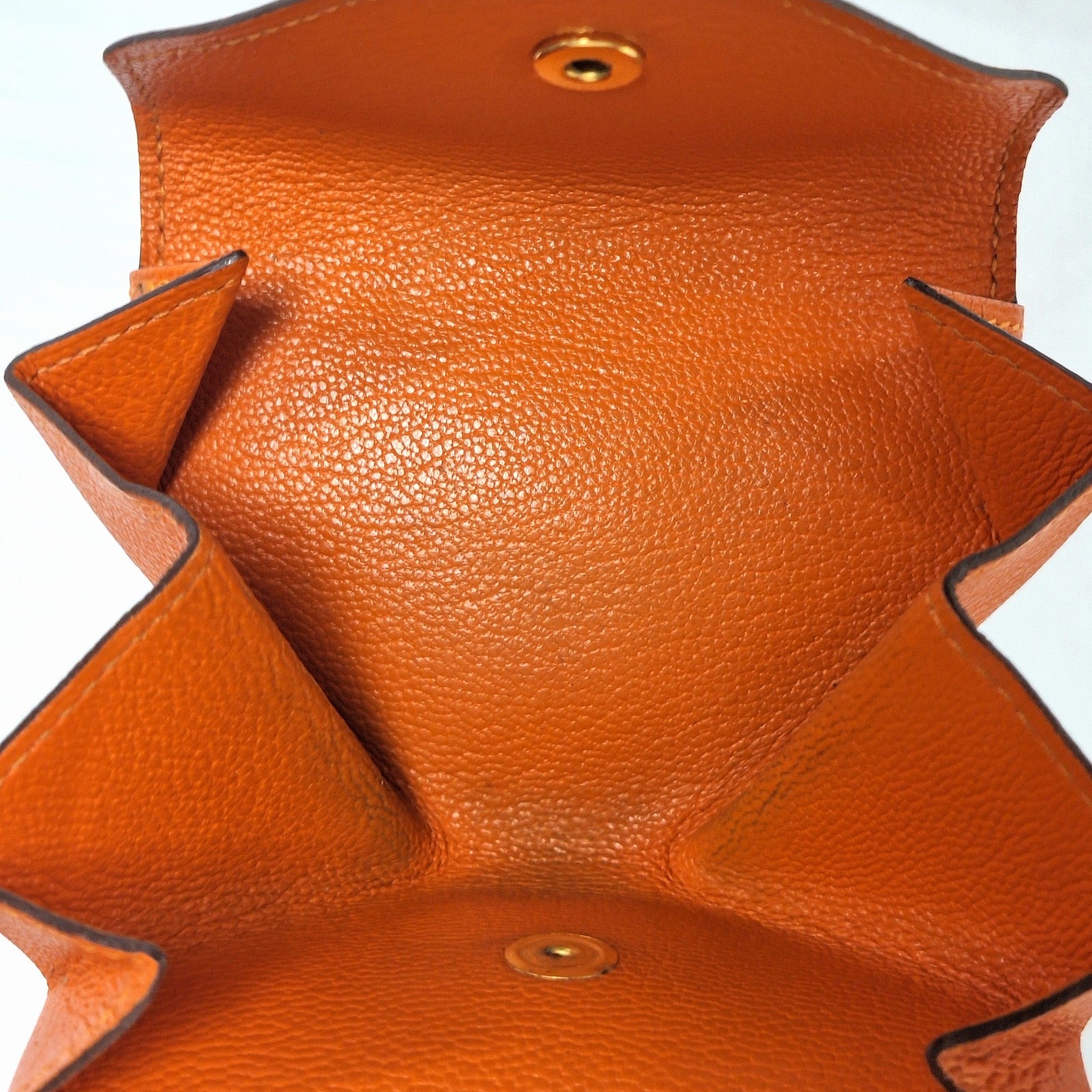 HERMES Chevre皮革Levain Quatre金扣零錢包