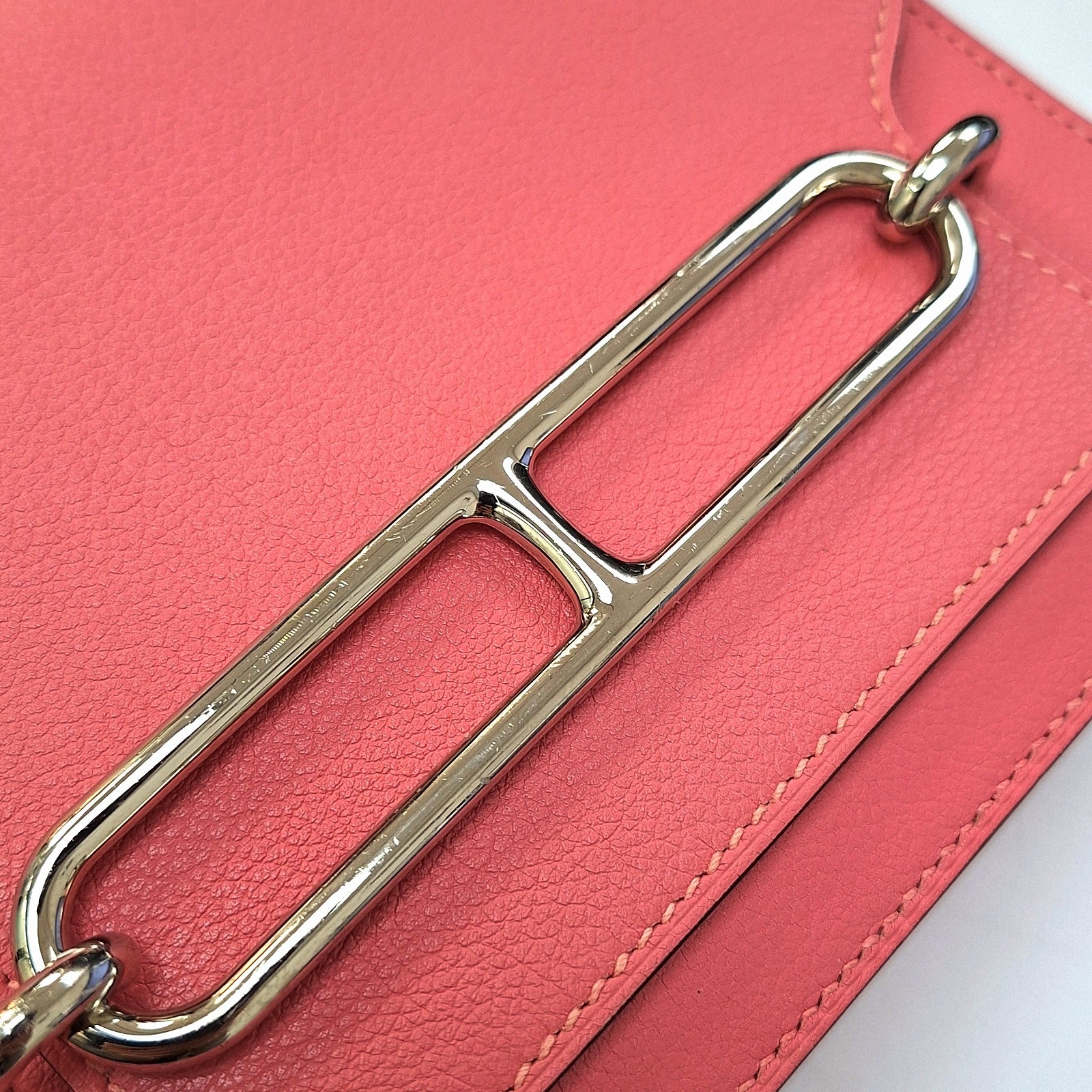 HERMES 【激減優惠】Evercolor皮革Mini Roulis銀扣肩背袋Rose Azalee