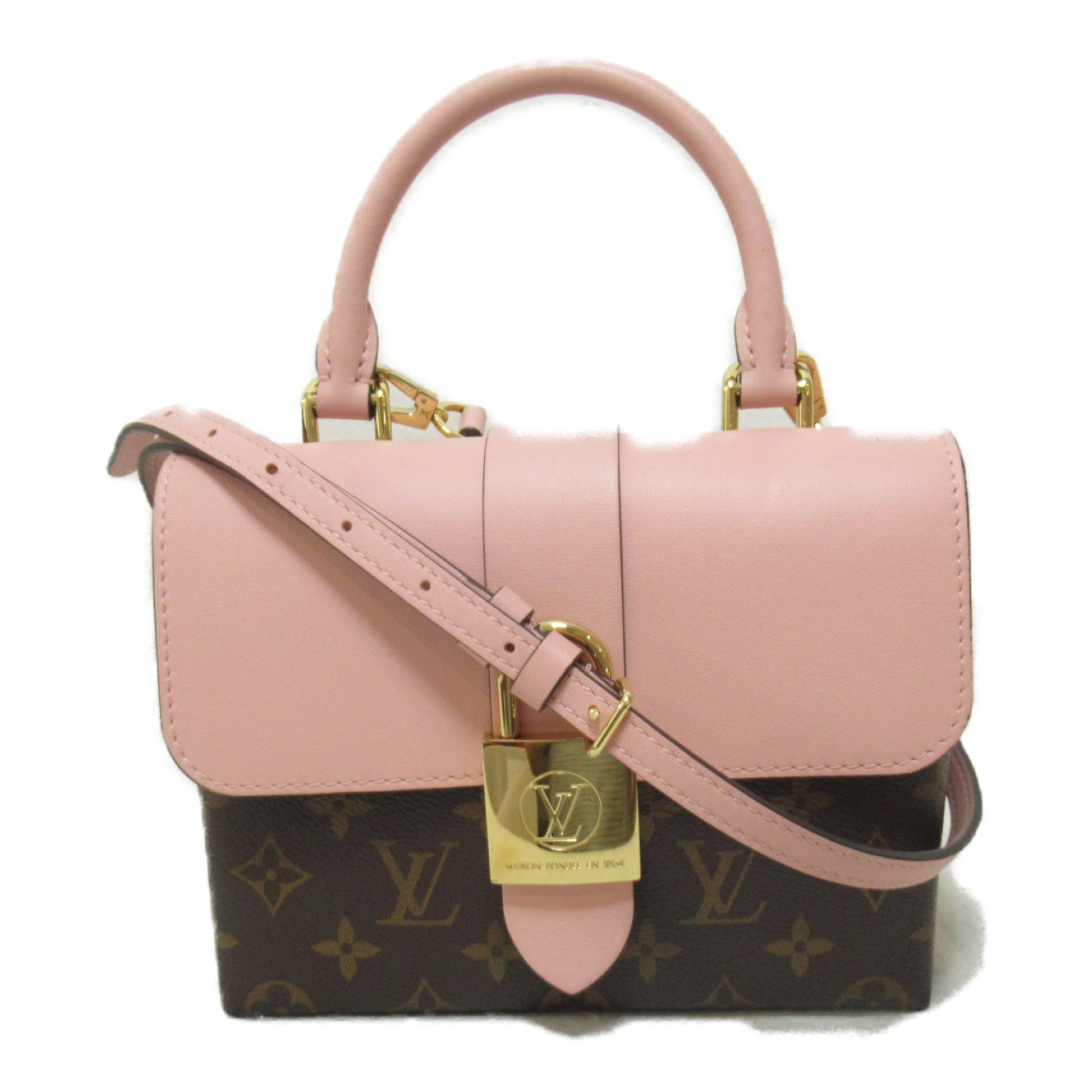 LOUIS VUITTON 【激減優惠】Monogram Locky BB 2 Way Bag金扣手挽肩背兩用袋啡色/粉紅色