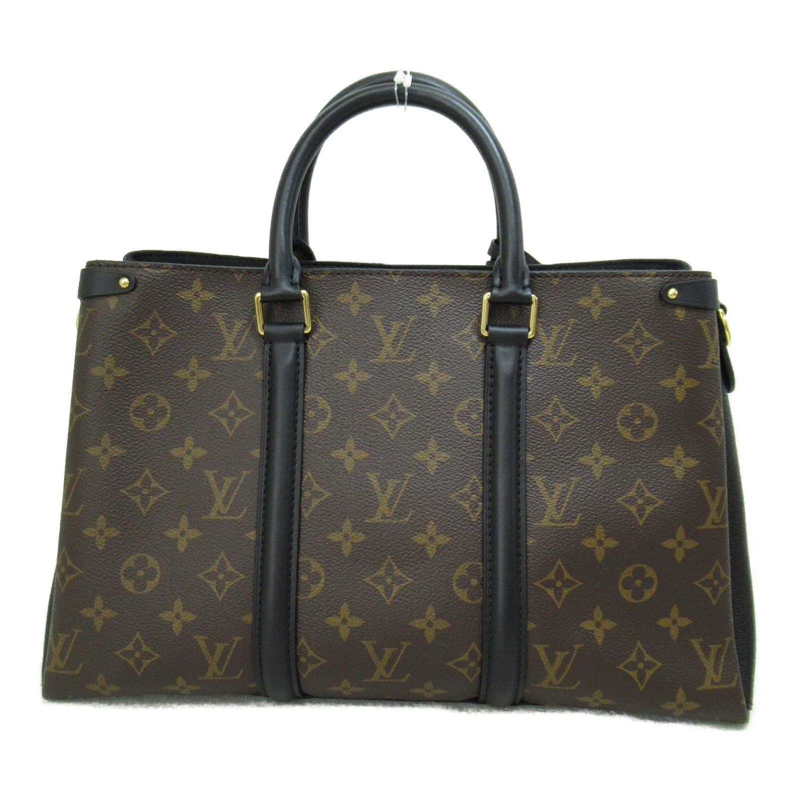 LOUIS VUITTON Monogram Soufflot MM金扣手挽肩背兩用袋啡色/黑色