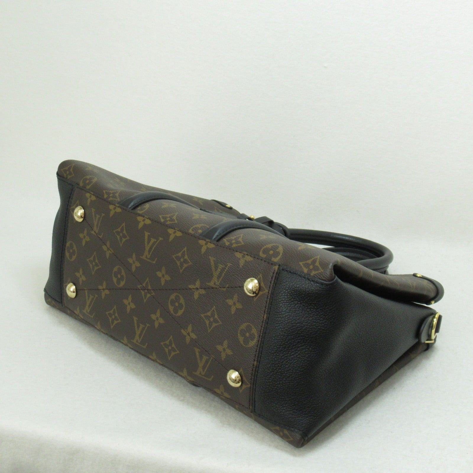 LOUIS VUITTON Monogram Soufflot MM金扣手挽肩背兩用袋啡色/黑色