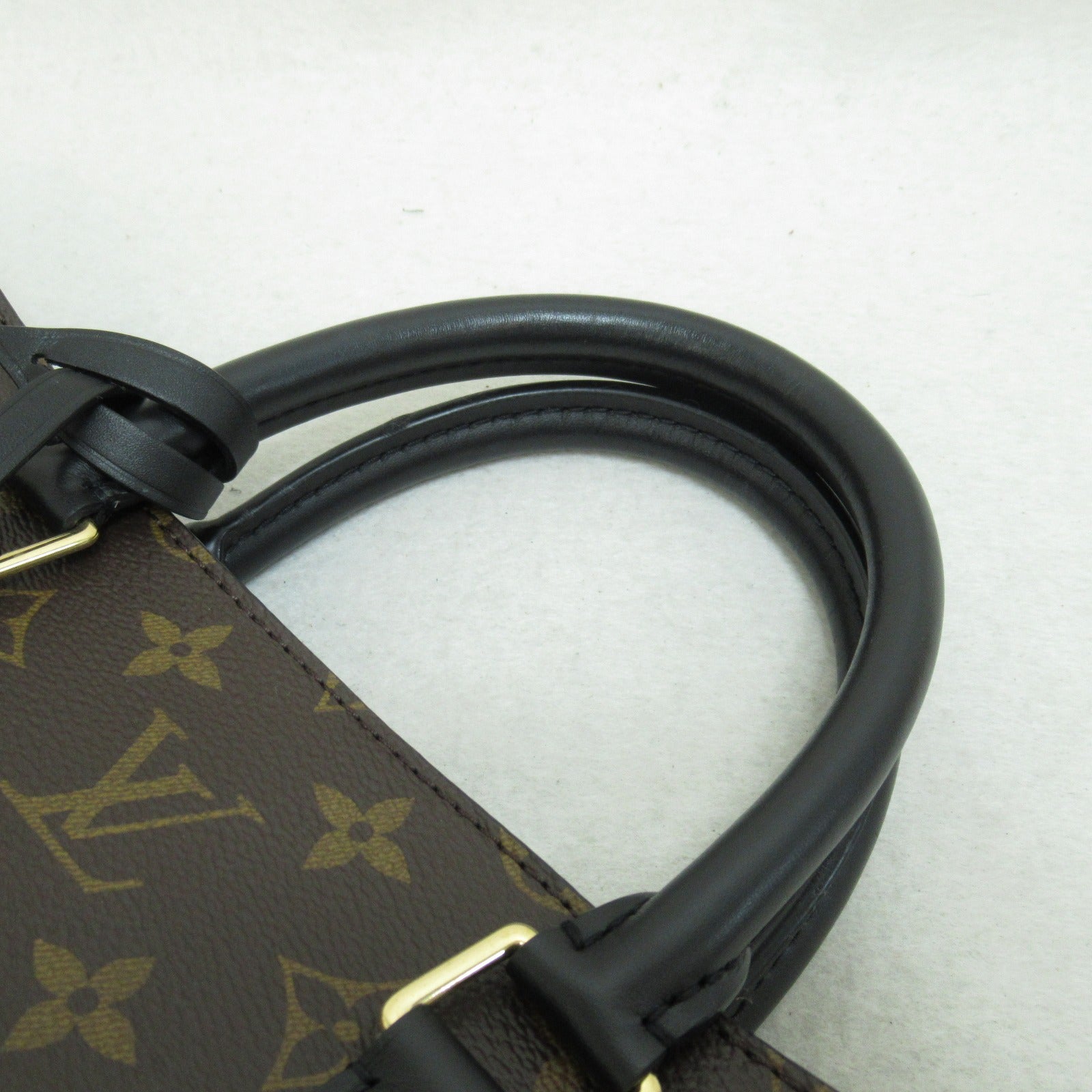 LOUIS VUITTON Monogram Soufflot MM金扣手挽肩背兩用袋啡色/黑色