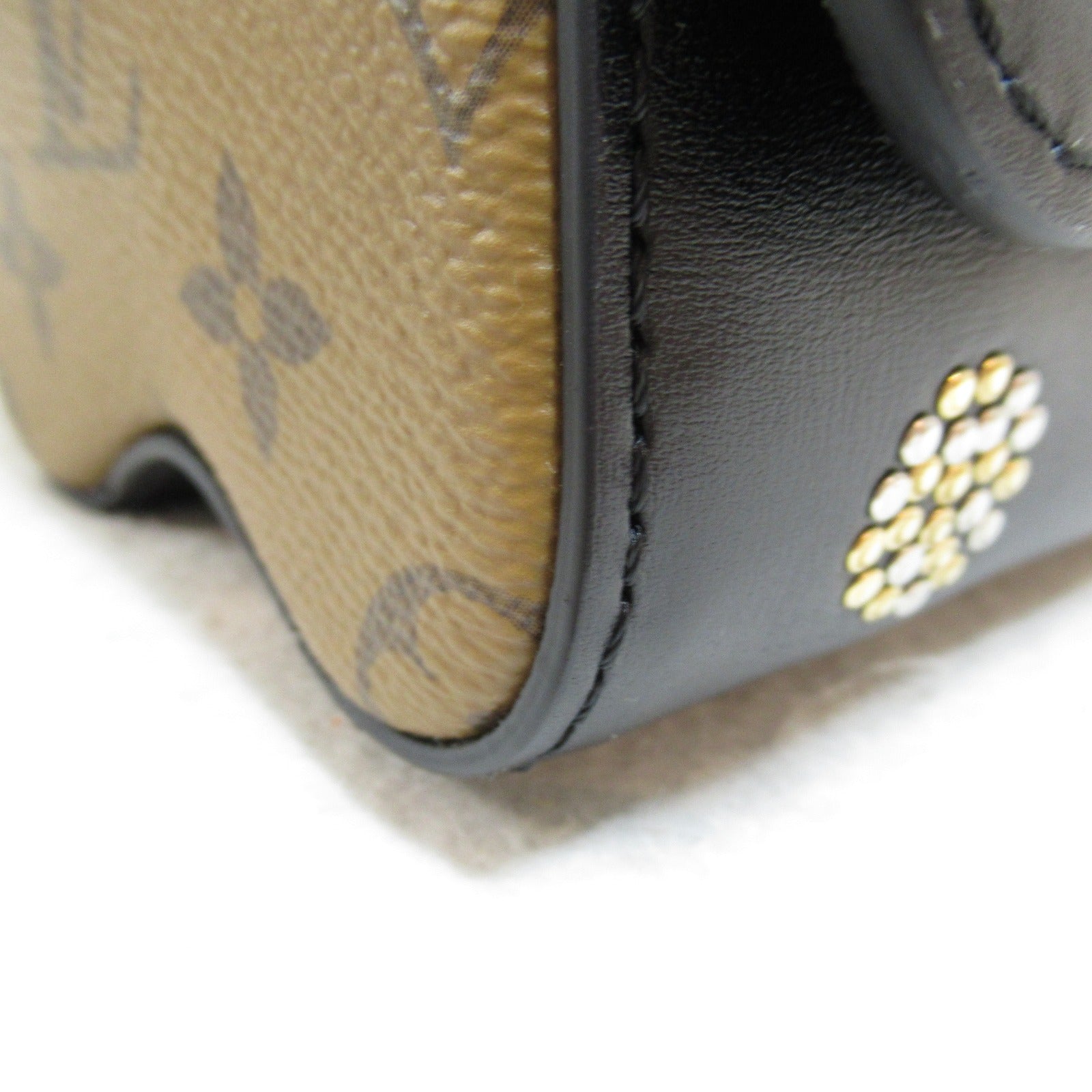 LOUIS VUITTON Monogram Reverse Twisted MM Chain Shoulder Bag銀扣肩背袋黑色/啡色/黄色
