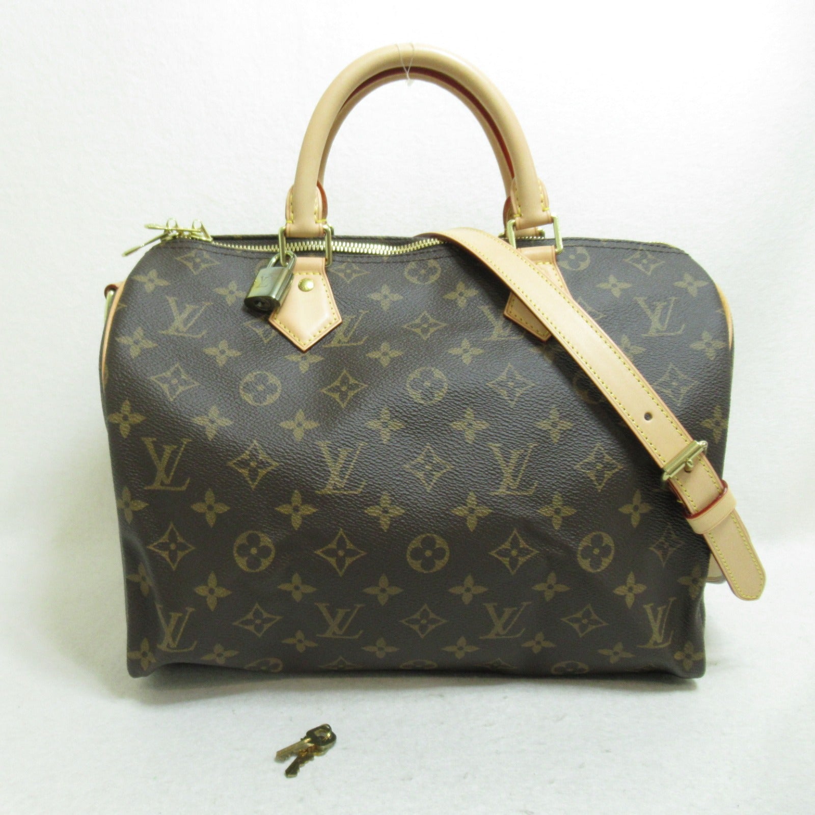LOUIS VUITTON Monogram Speedy Bandouliere 30金扣手挽肩背兩用袋啡色