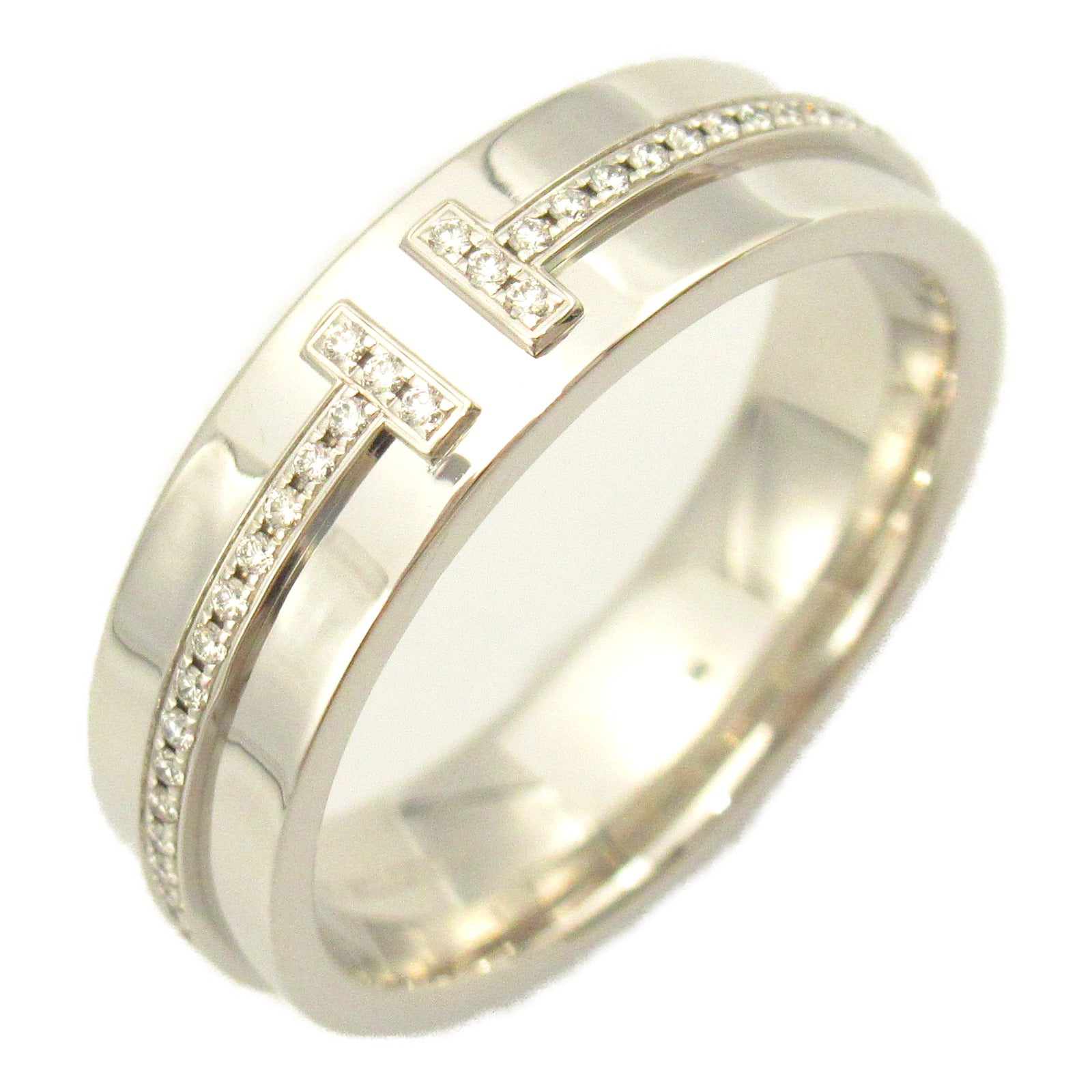 TIFFANY＆CO 18K白金T Two Ring鑽石戒指US#6.25