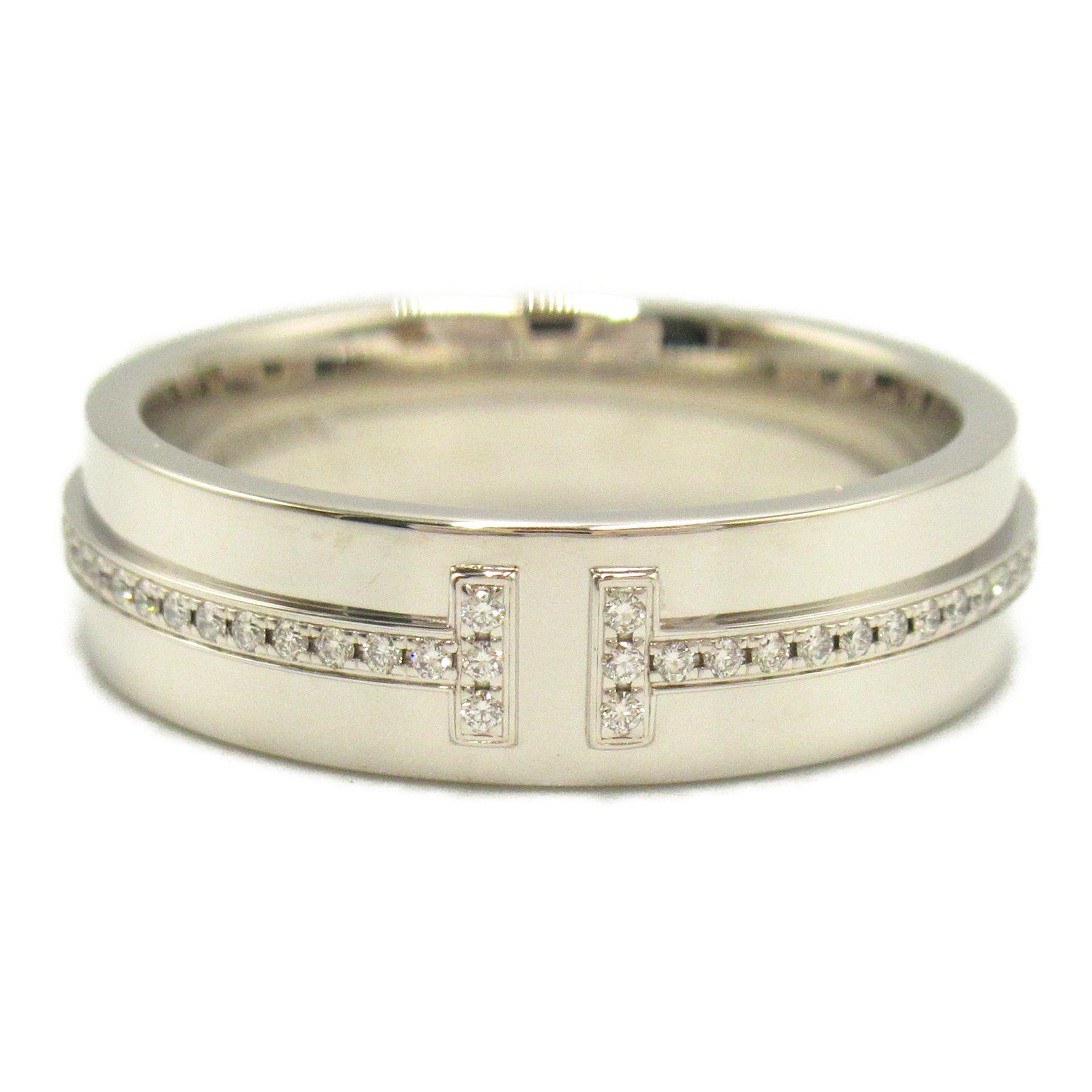 TIFFANY＆CO 18K白金T Two Ring鑽石戒指US#6.25