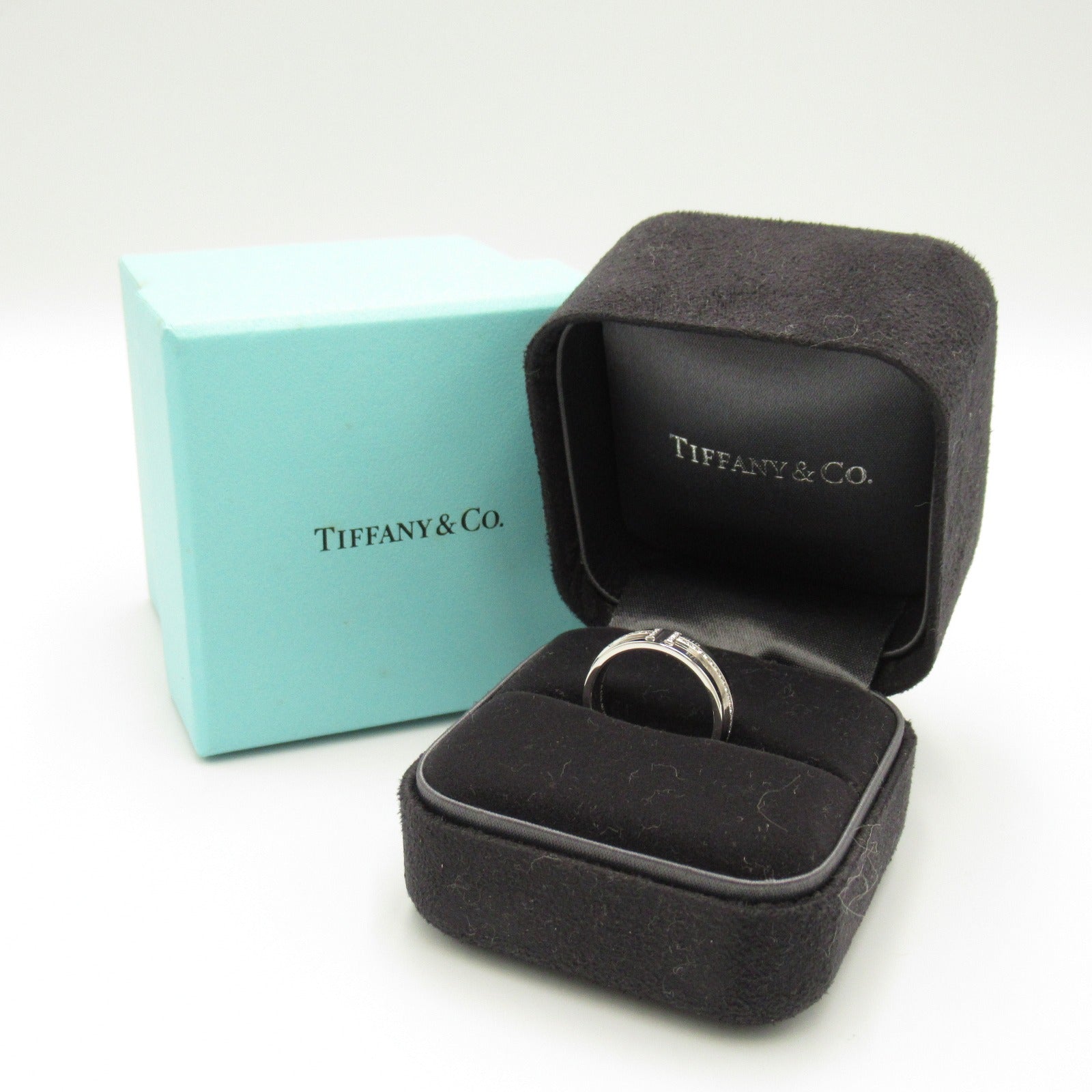 TIFFANY＆CO 18K白金T Two Ring鑽石戒指US#6.25