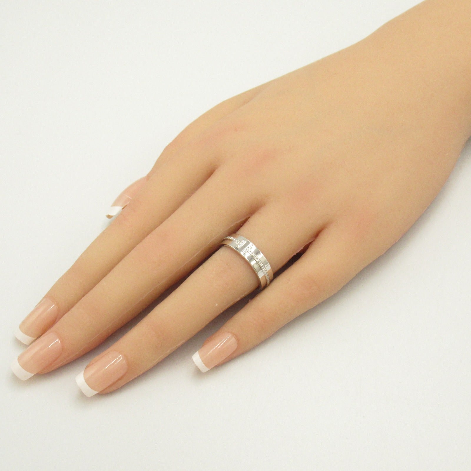 TIFFANY＆CO 18K白金T Two Ring鑽石戒指US#6.25