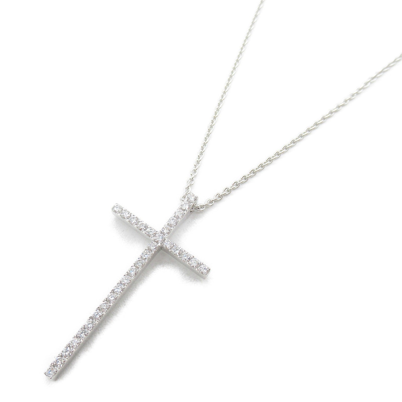 TIFFANY＆CO 【激減優惠】18K白金Metro Cross Diamond Necklace鑽石項鍊