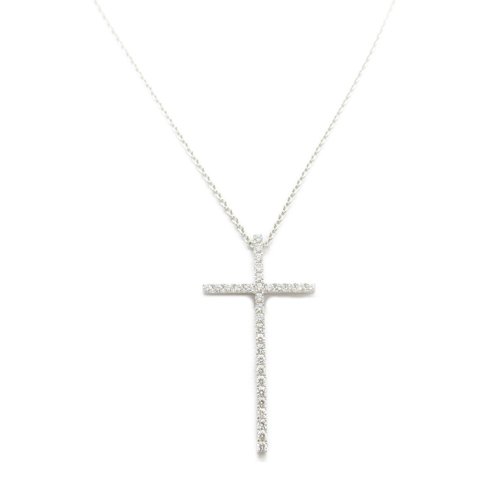 TIFFANY＆CO 【激減優惠】18K白金Metro Cross Diamond Necklace鑽石項鍊