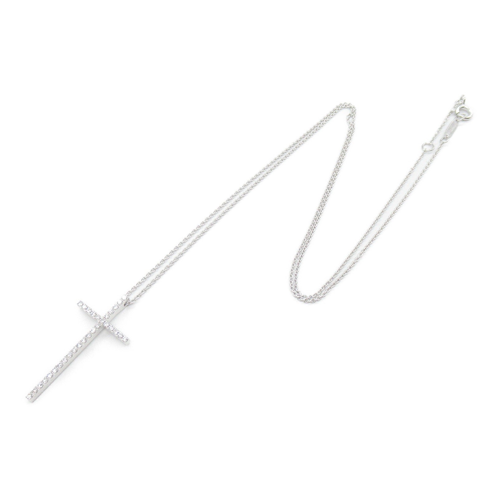 TIFFANY＆CO 【激減優惠】18K白金Metro Cross Diamond Necklace鑽石項鍊