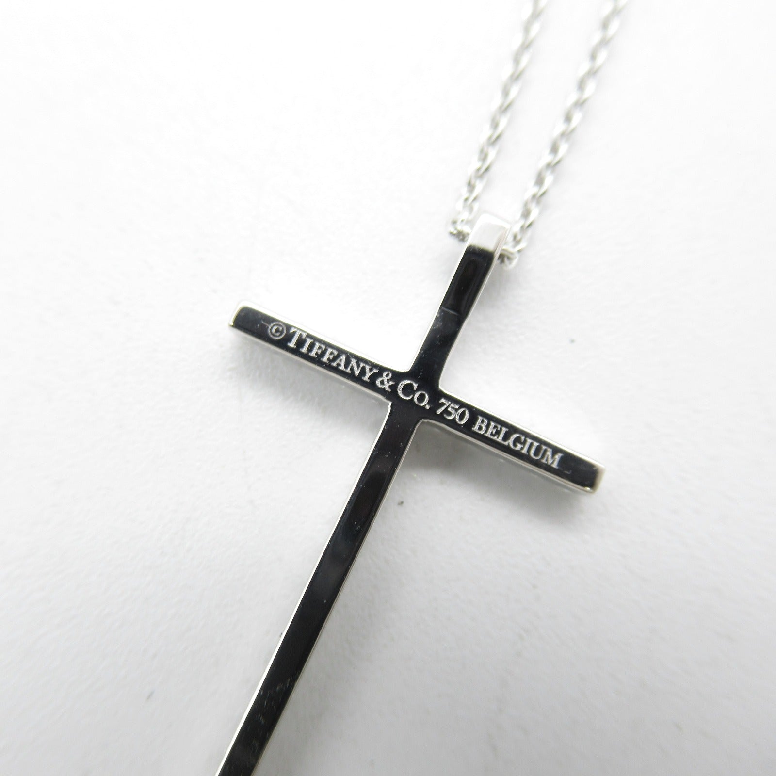 TIFFANY＆CO 【激減優惠】18K白金Metro Cross Diamond Necklace鑽石項鍊