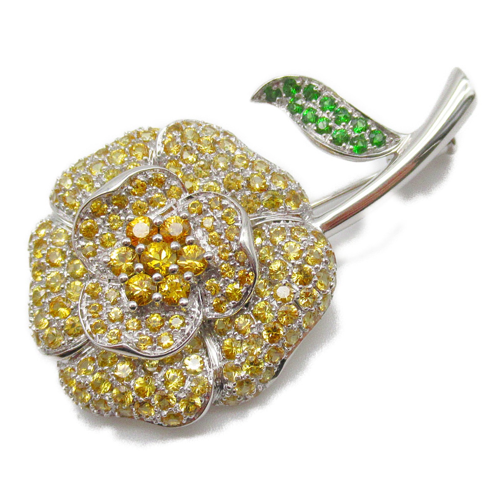 JEWELRY 【激減優惠】18K白金4.43ct Yellow Sapphire Diamond Brooch