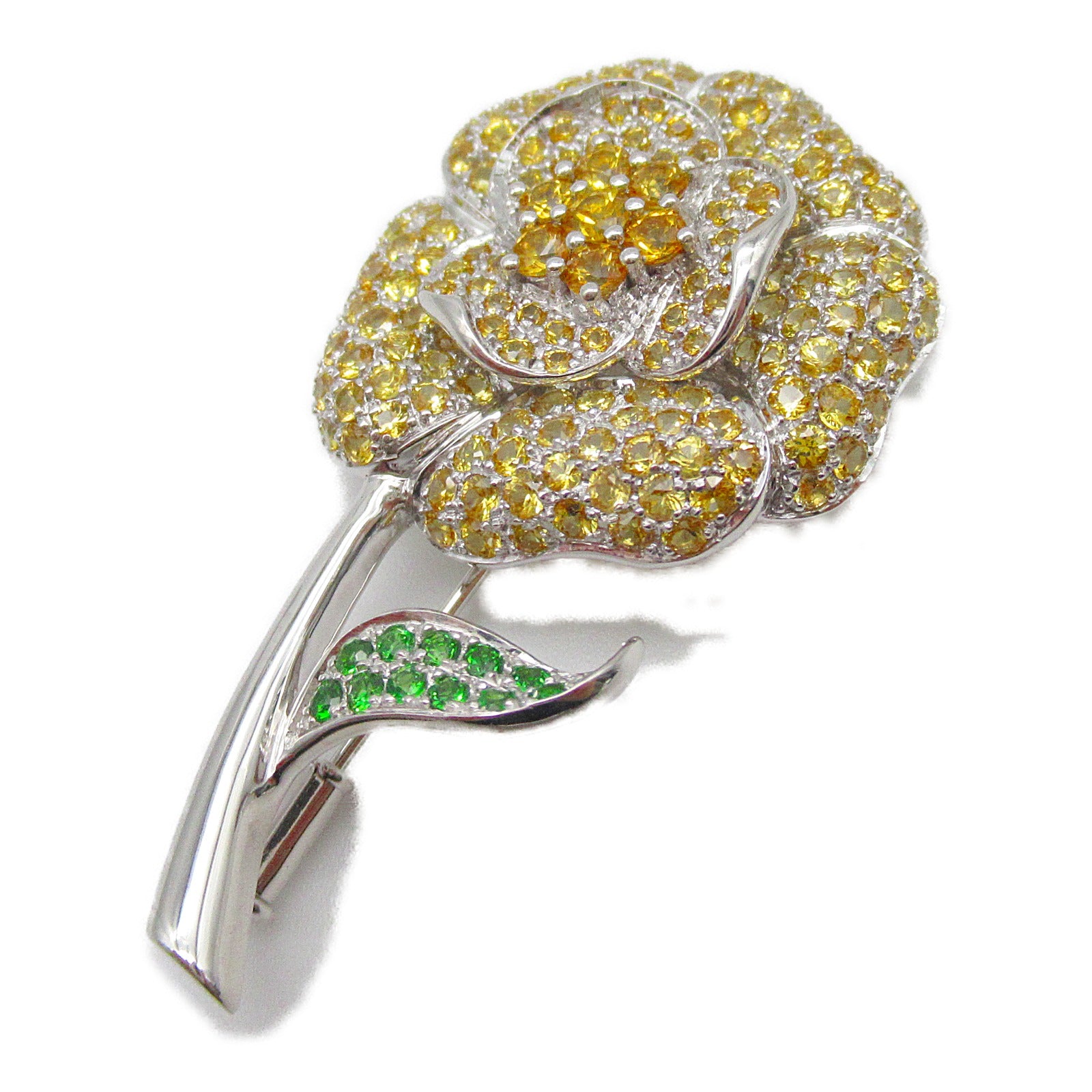 JEWELRY 【激減優惠】18K白金4.43ct Yellow Sapphire Diamond Brooch