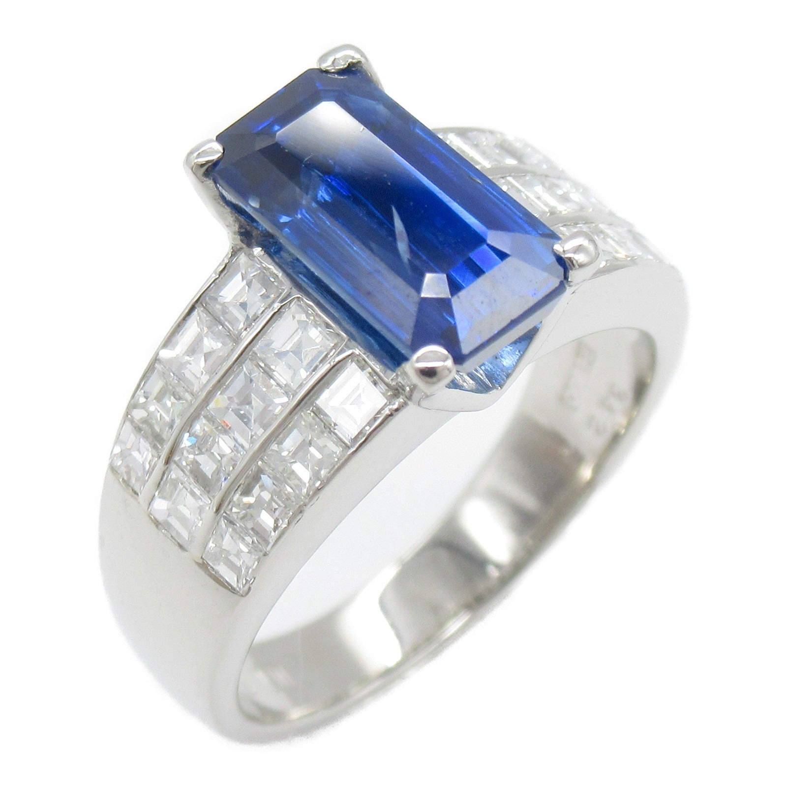 JEWELRY 【激減優惠】PT900白金Sapphire/Diamond Ring3.42ct藍寶石/鑽石戒指US#6