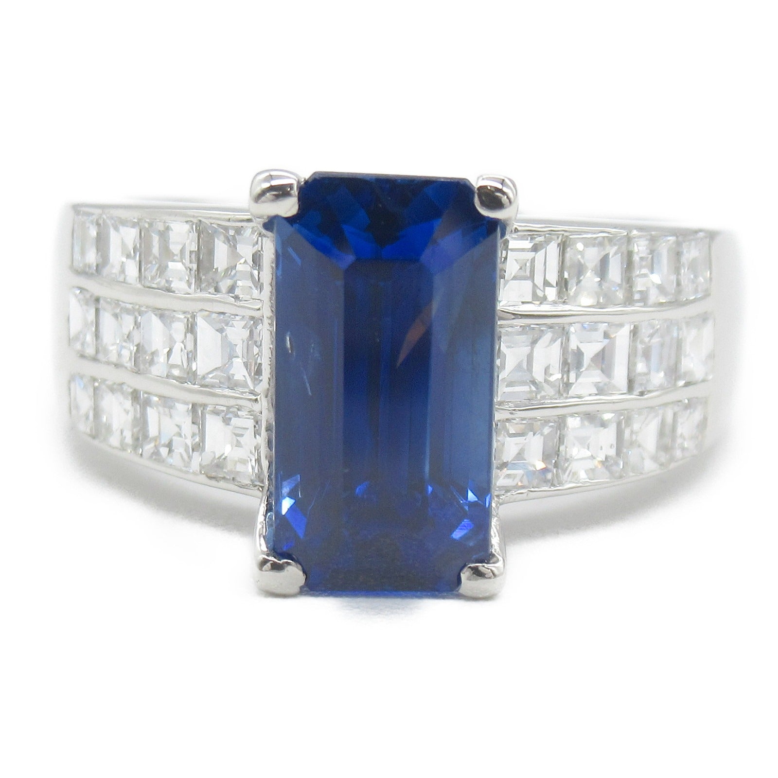 JEWELRY 【激減優惠】PT900白金Sapphire/Diamond Ring3.42ct藍寶石/鑽石戒指US#6