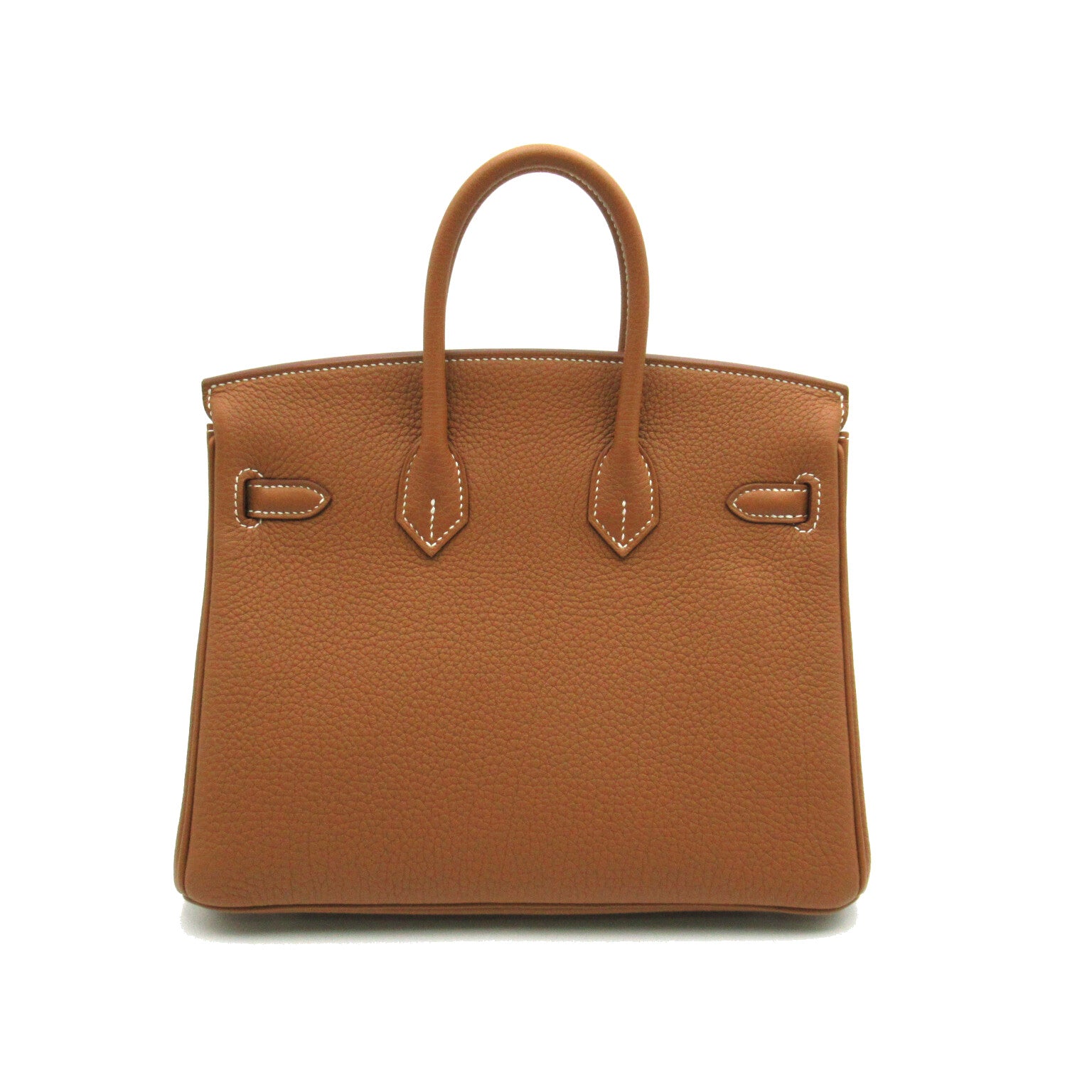 HERMES Togo Leather Birkin 25 Silver Buckle Hand Bag Gold/Brown