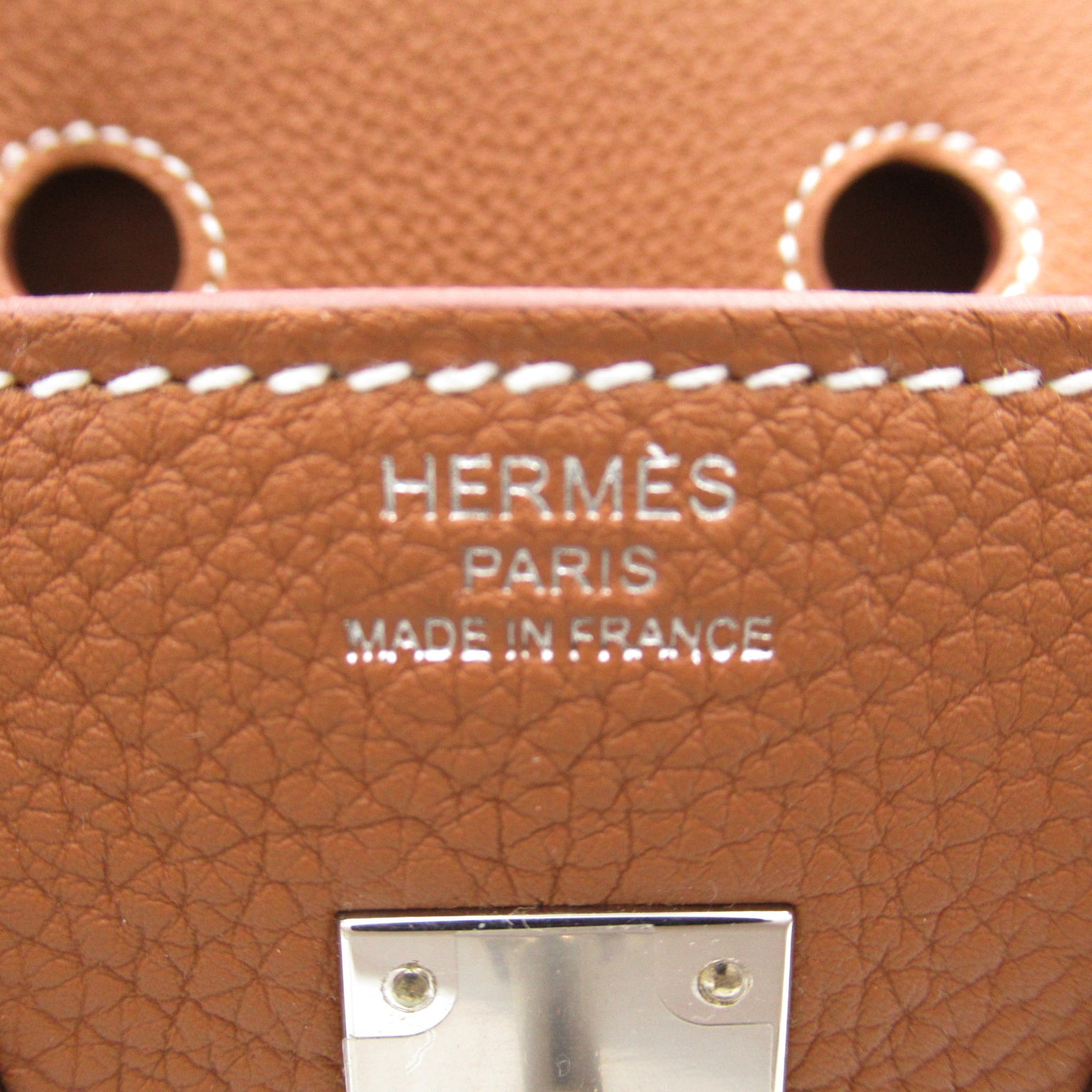 HERMES Togo Leather Birkin 25 Silver Buckle Hand Bag Gold/Brown