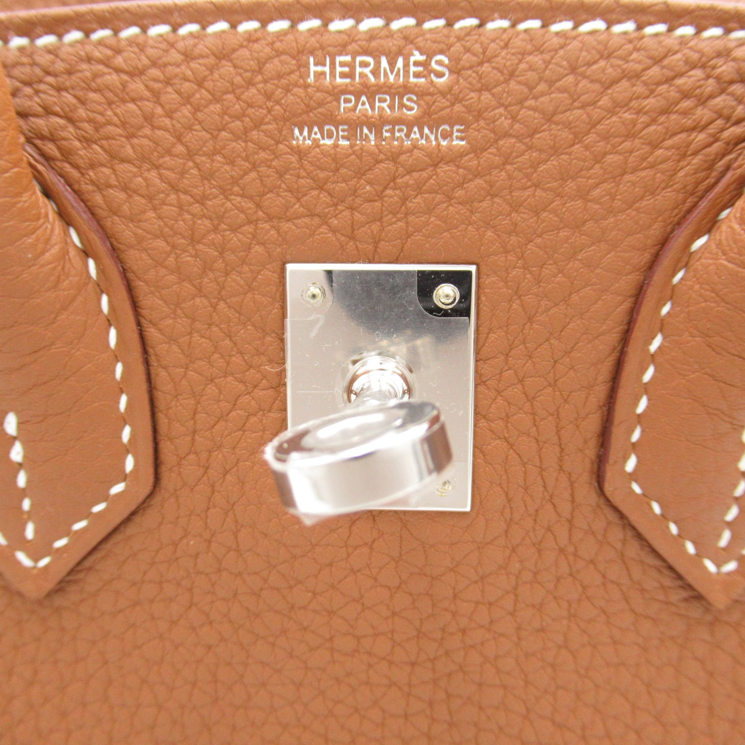 HERMES Togo Leather Birkin 25 Silver Buckle Hand Bag Gold/Brown
