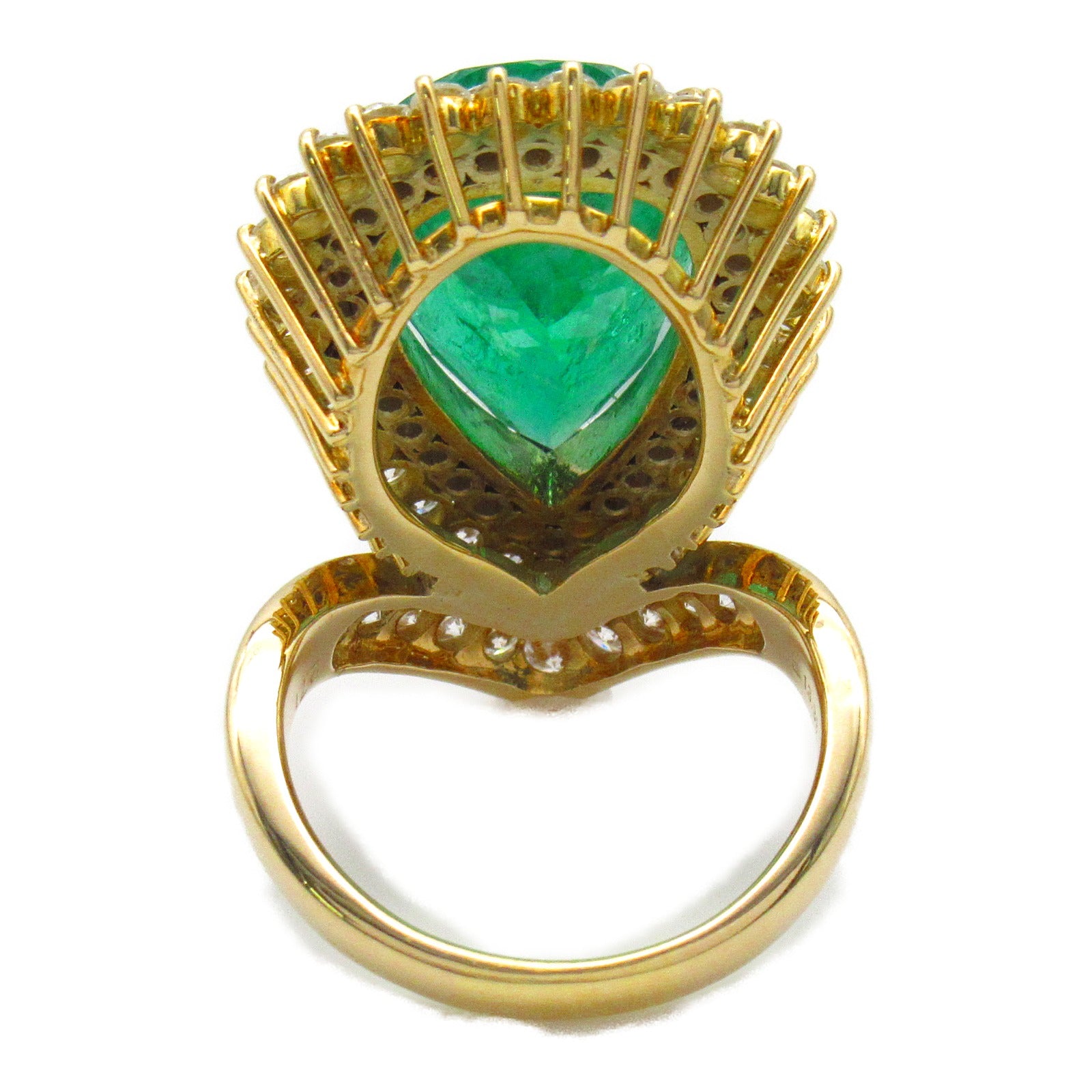 JEWELRY 【激減優惠】18K黃金Emerald Diamond Ring 13.88ct綠寶石/2.71ct鑽石US#8.75