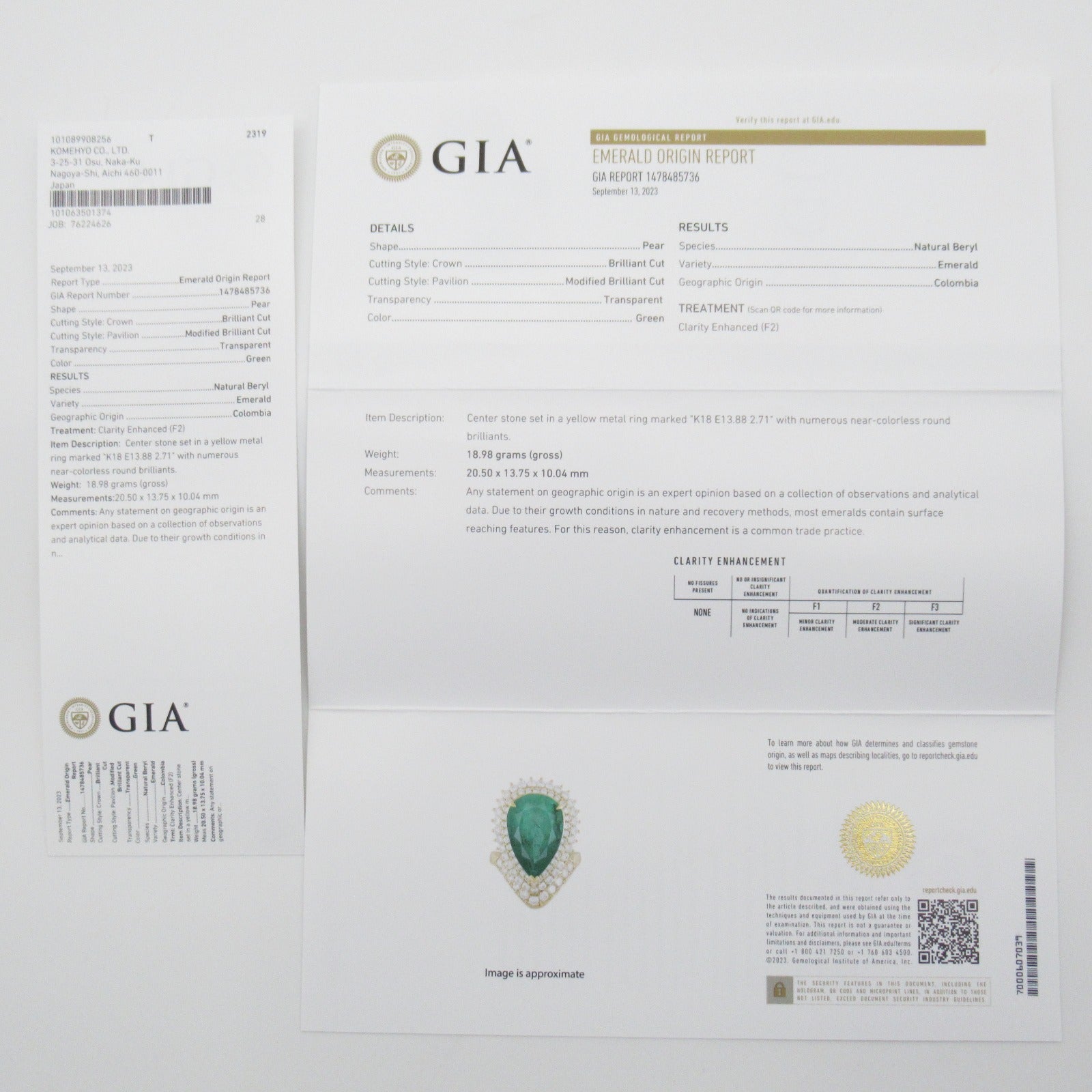 JEWELRY 【激減優惠】18K黃金Emerald Diamond Ring 13.88ct綠寶石/2.71ct鑽石US#8.75