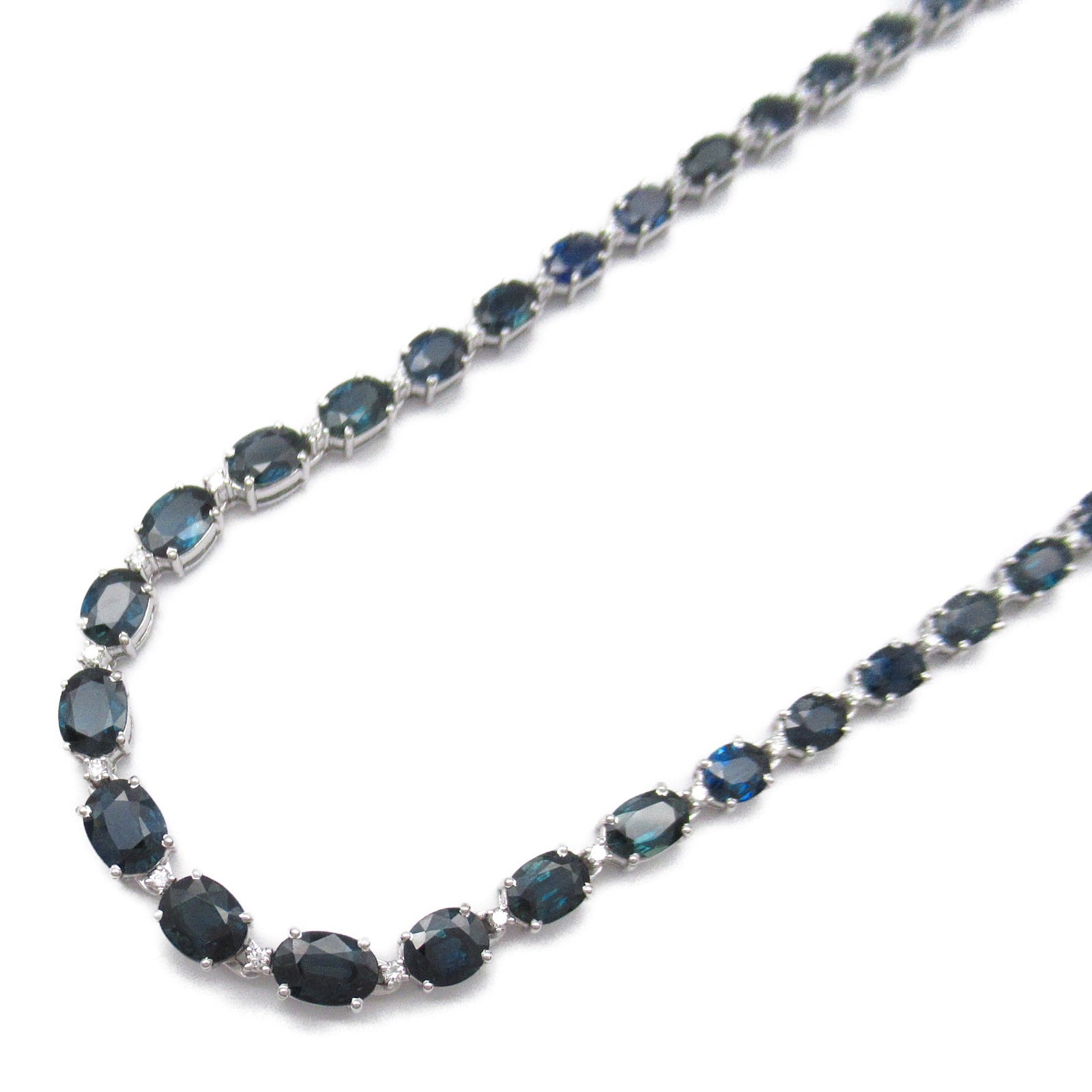 JEWELRY 18K白金Sapphire/Diamond Necklace34.410ct藍寶石/1.04ct鑽石項鍊#44cm