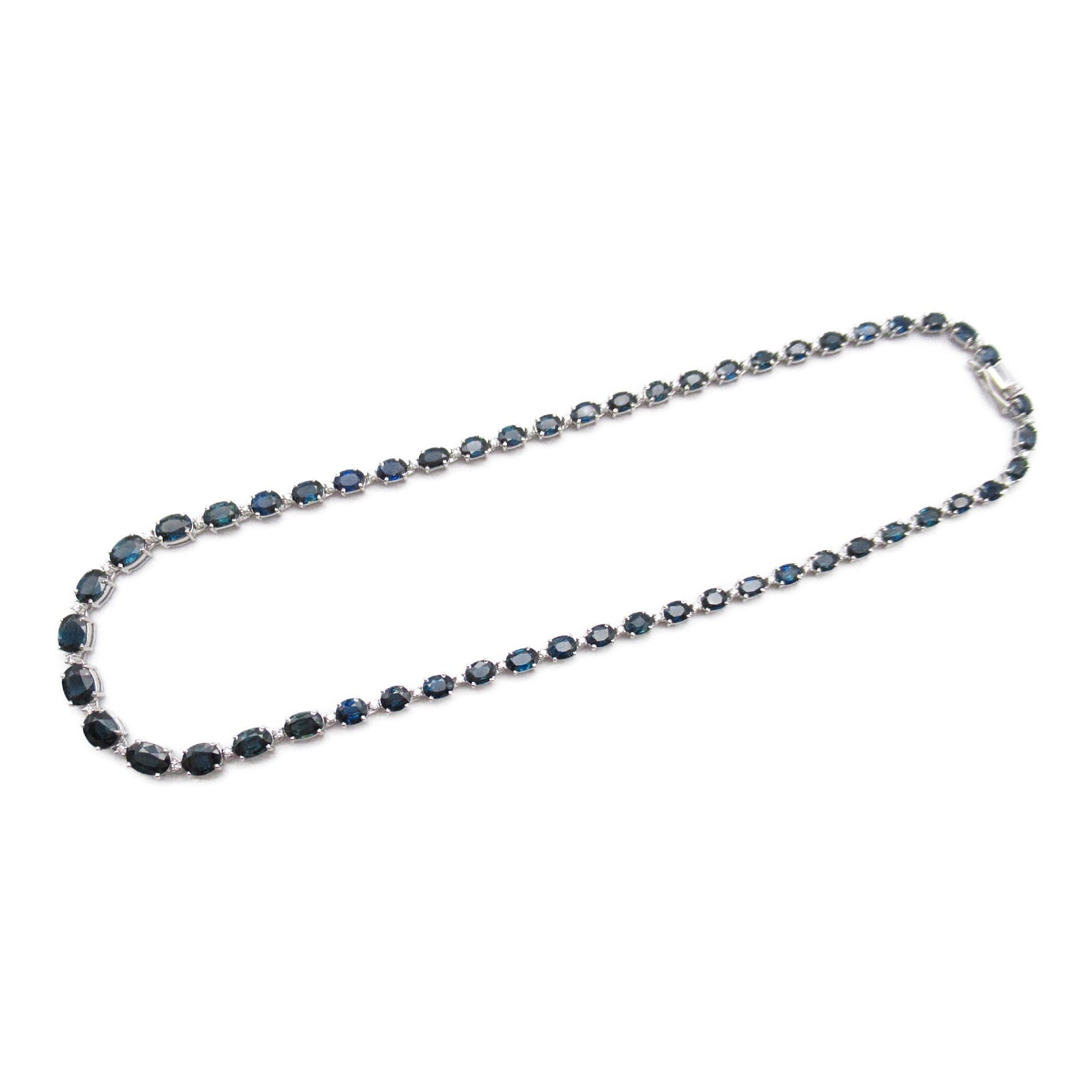 JEWELRY 18K白金Sapphire/Diamond Necklace34.410ct藍寶石/1.04ct鑽石項鍊#44cm