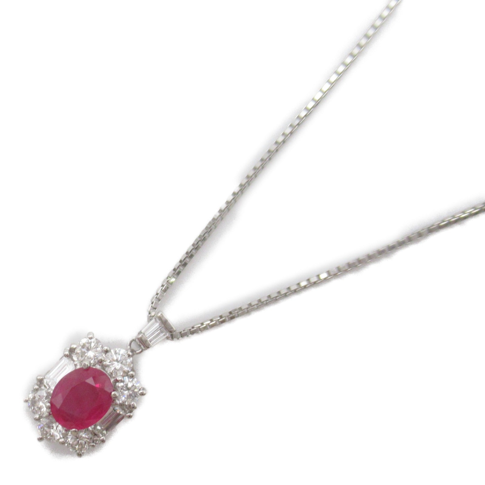 JEWELRY 【激減優惠】PT850/PT900鉑金Ruby Necklace 1.55ct紅寶石/1.23ct鑽石項鍊