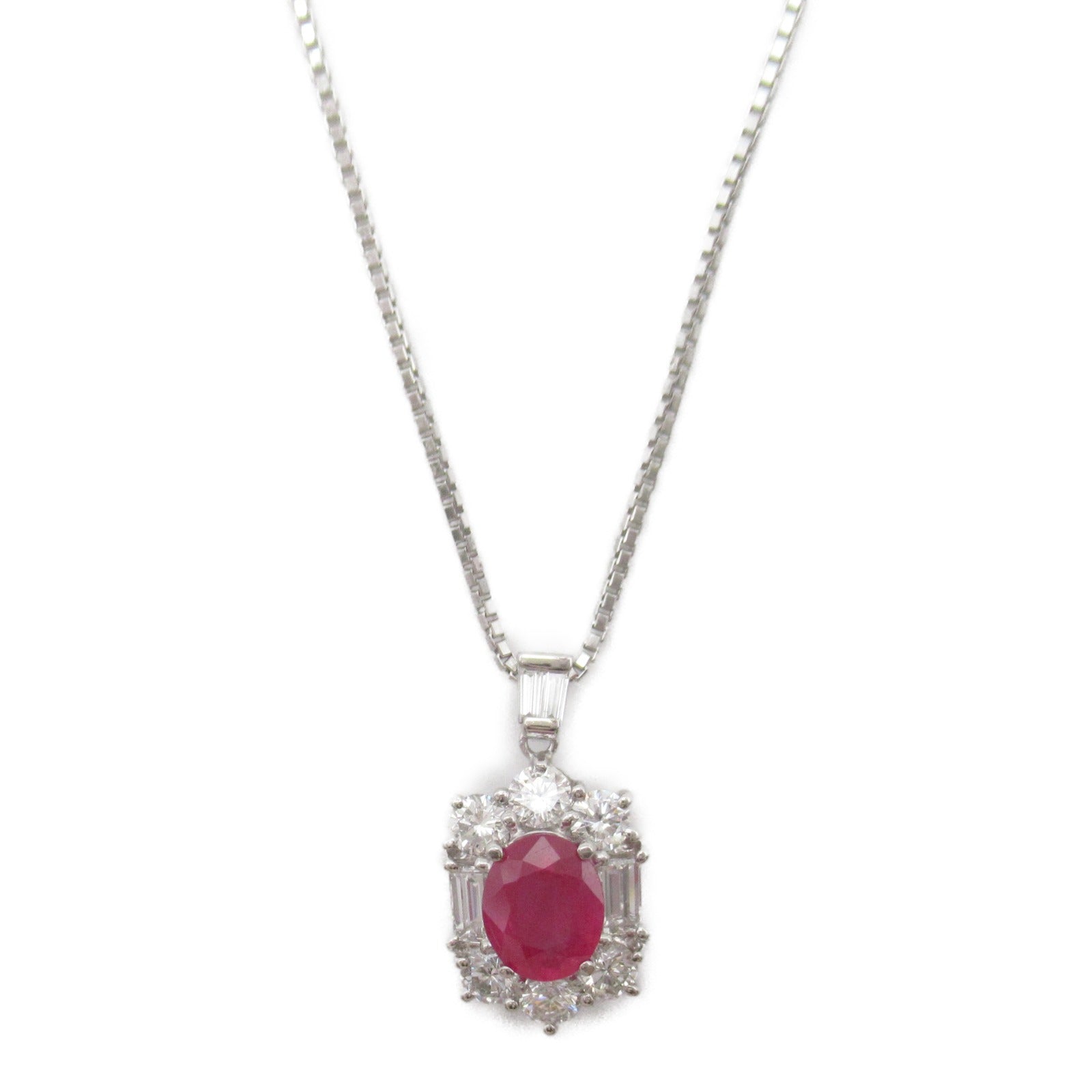 JEWELRY 【激減優惠】PT850/PT900鉑金Ruby Necklace 1.55ct紅寶石/1.23ct鑽石項鍊