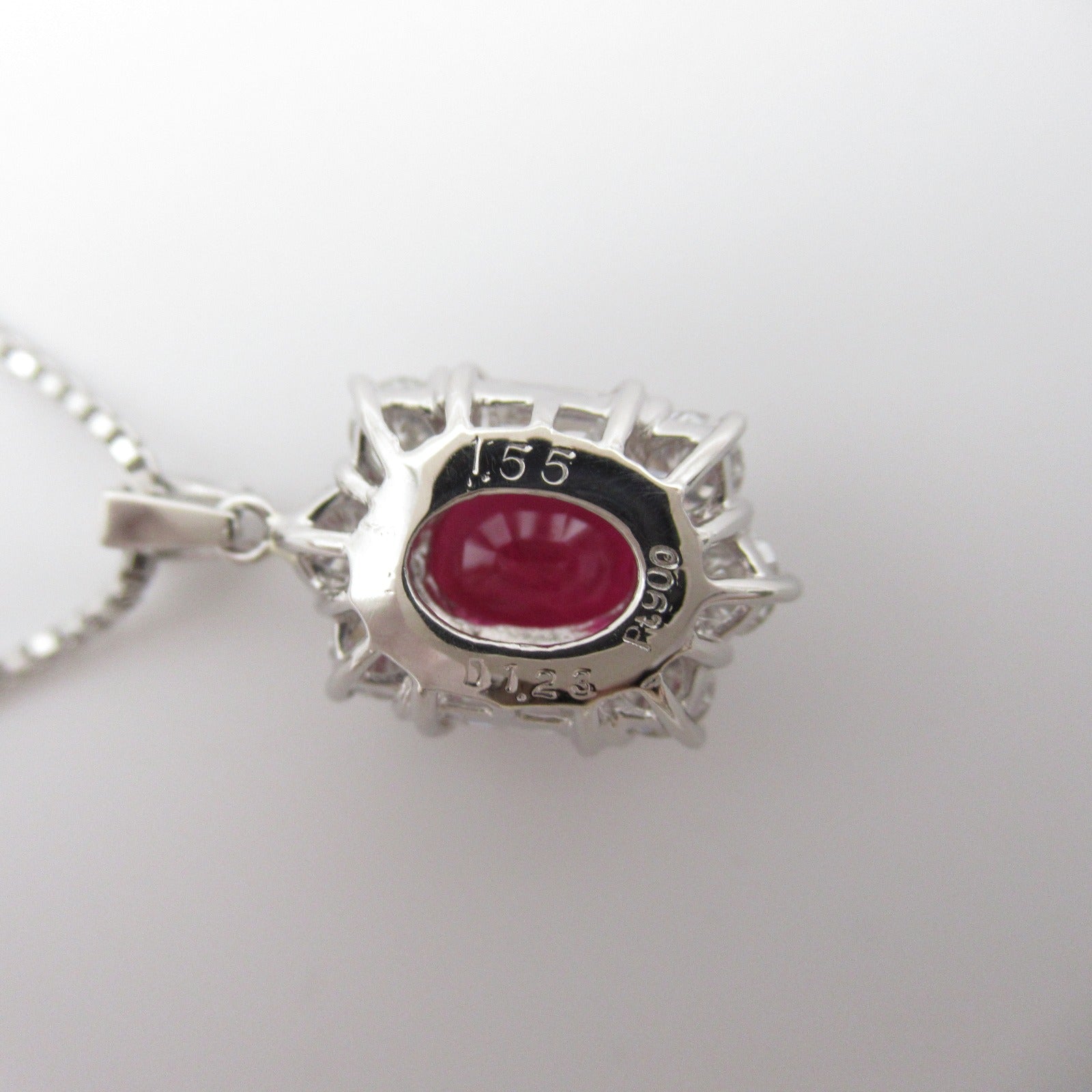 JEWELRY 【激減優惠】PT850/PT900鉑金Ruby Necklace 1.55ct紅寶石/1.23ct鑽石項鍊
