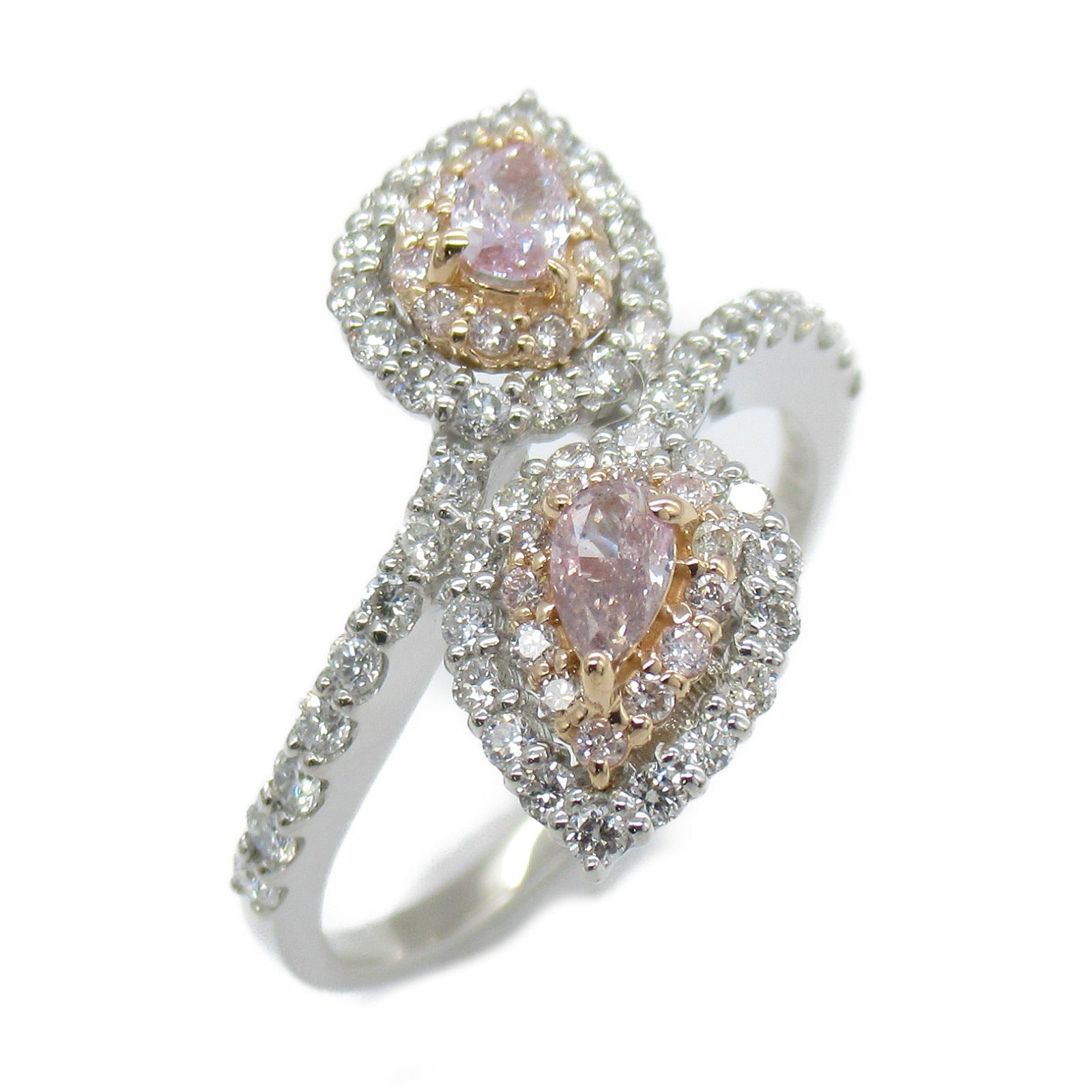 JEWELRY PT950鉑金/18K白金Pink Diamond Ring 0.130ct/0.115ct鑽石戒指US#5.75