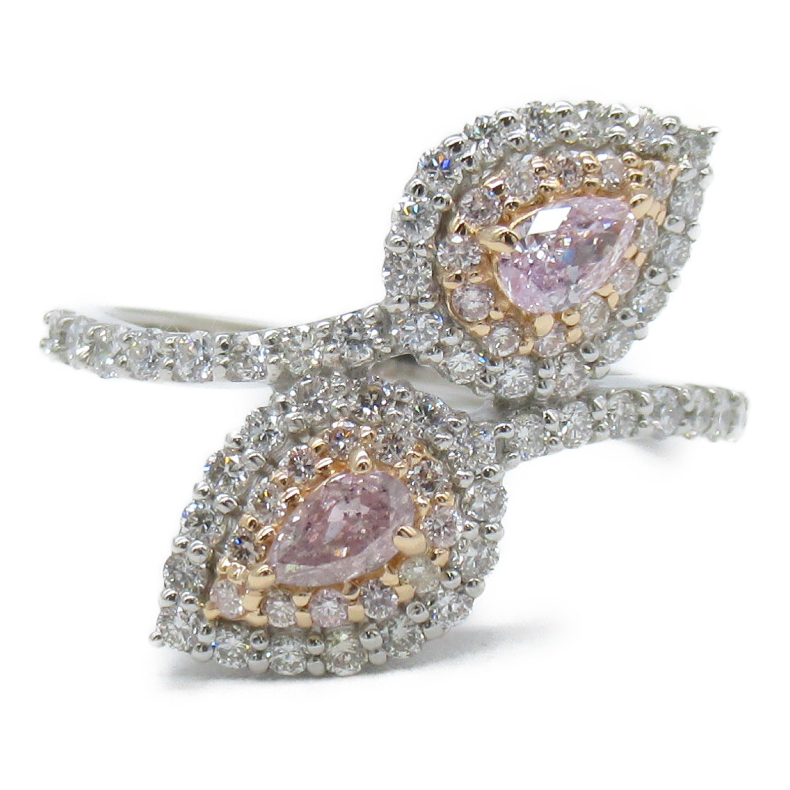 JEWELRY PT950鉑金/18K白金Pink Diamond Ring 0.130ct/0.115ct鑽石戒指US#5.75