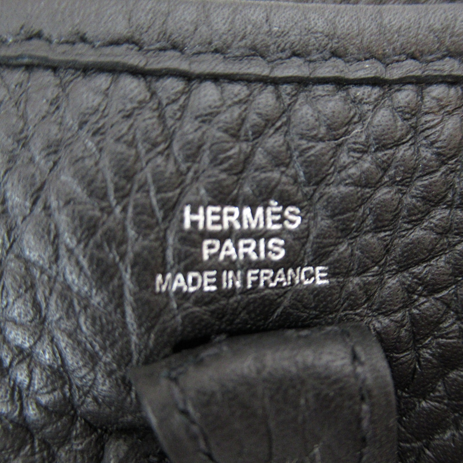 HERMES Clemence皮革Evelyne TPM銀扣肩背袋Noir黑色