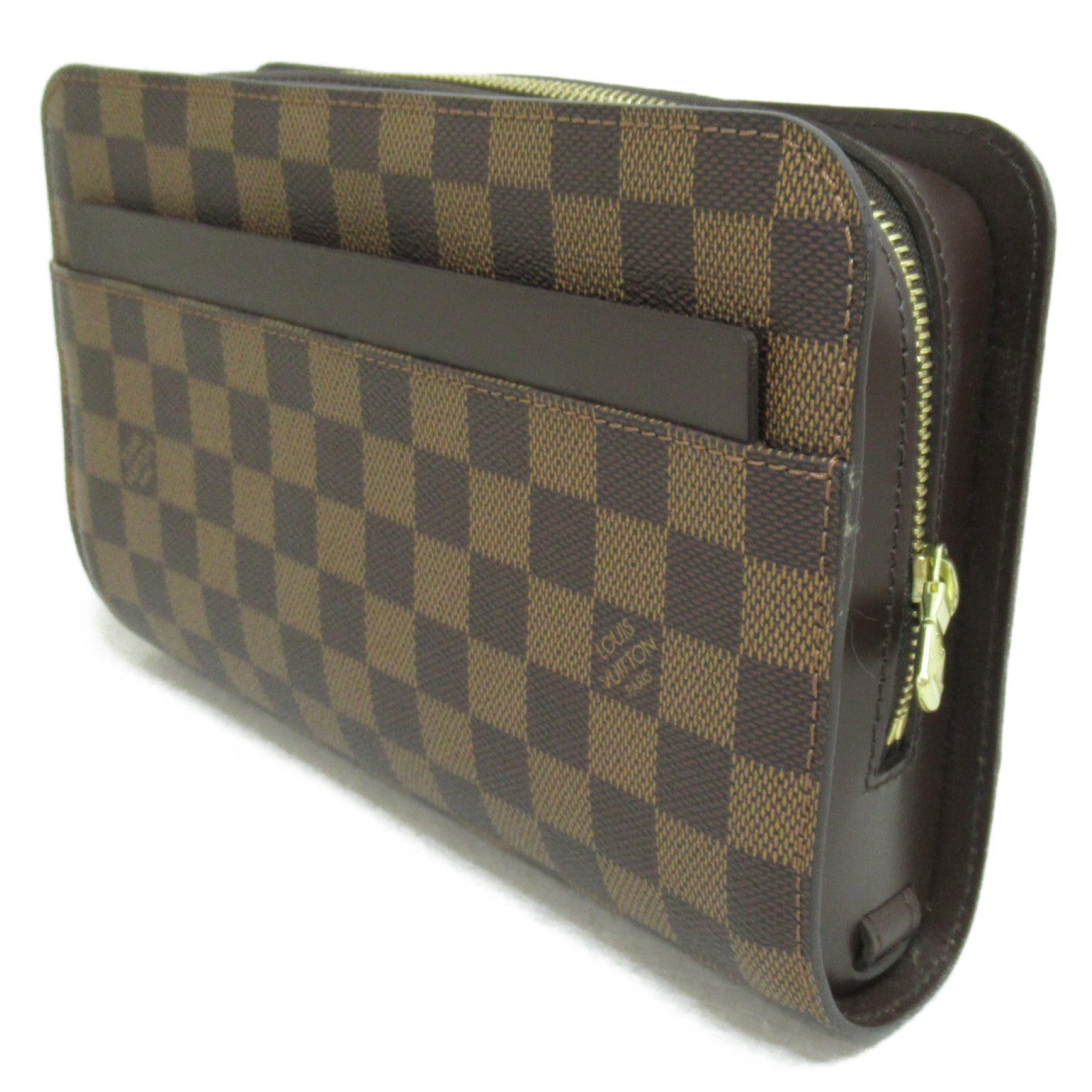 LOUIS VUITTON 【清倉大減價】Damier Ebene Saint Louis金扣手拿包啡色