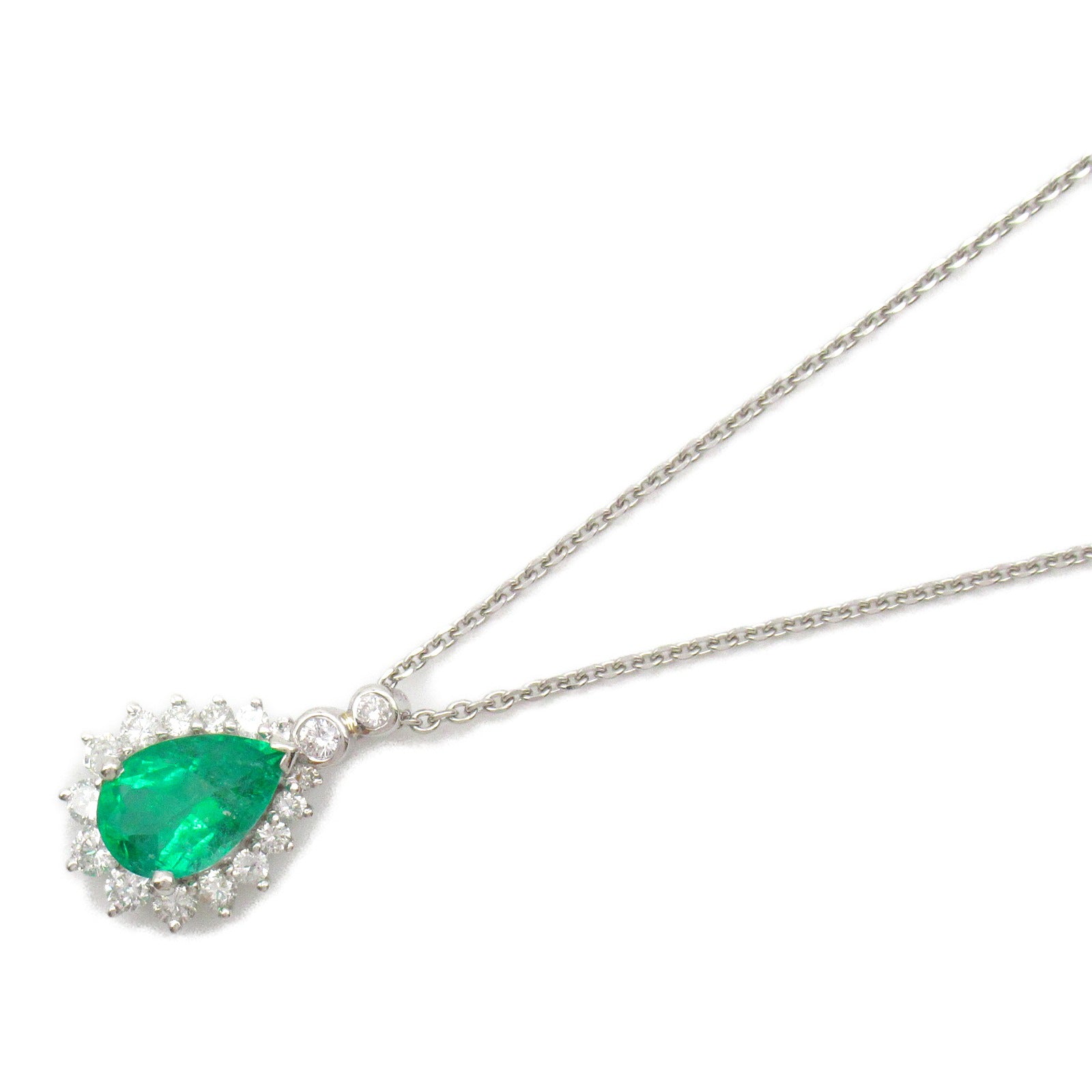 JEWELRY 【激減優惠】PT900/850鉑金Emerald Necklace 2.90ct綠寶石/1.20ct鑽石項鍊