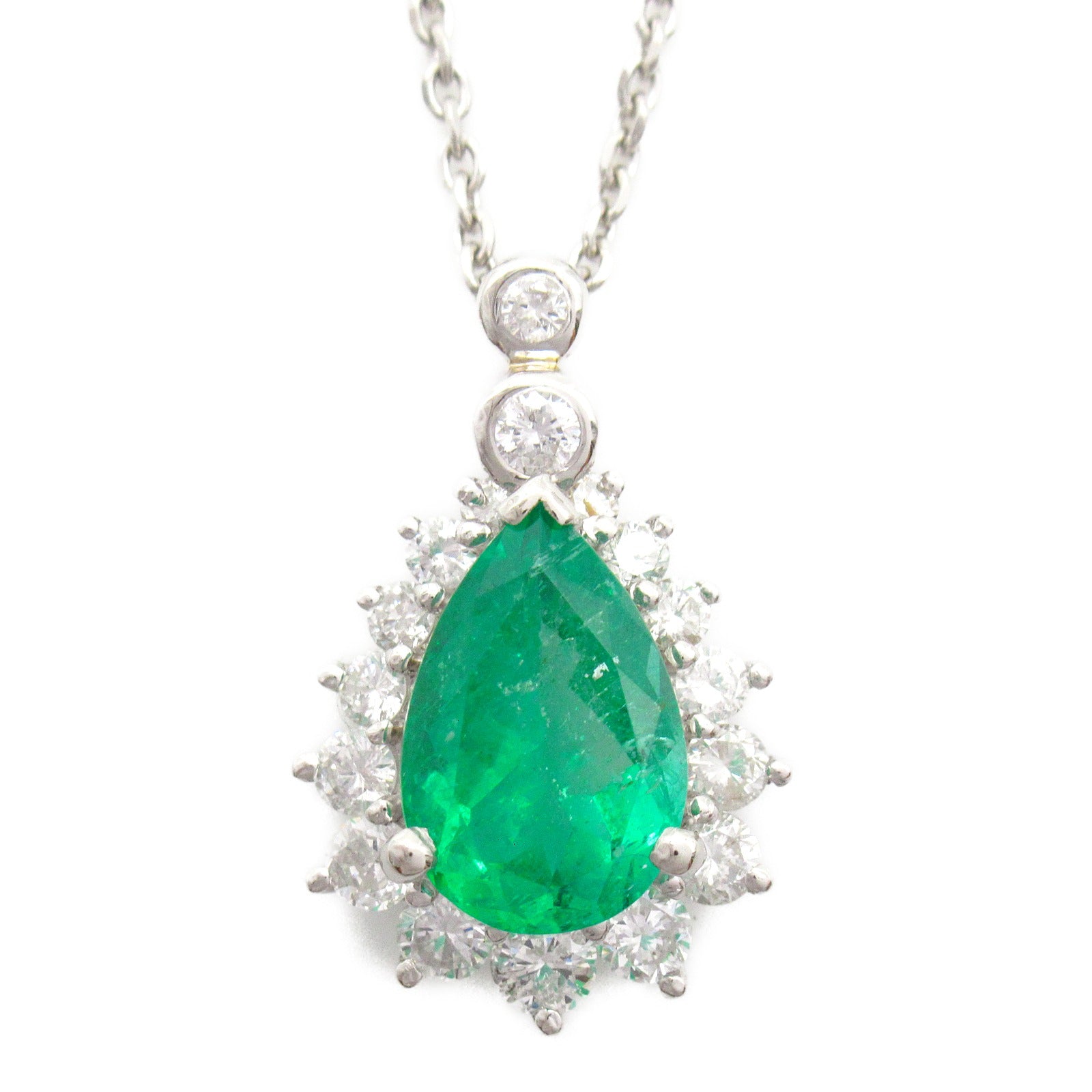JEWELRY 【激減優惠】PT900/850鉑金Emerald Necklace 2.90ct綠寶石/1.20ct鑽石項鍊