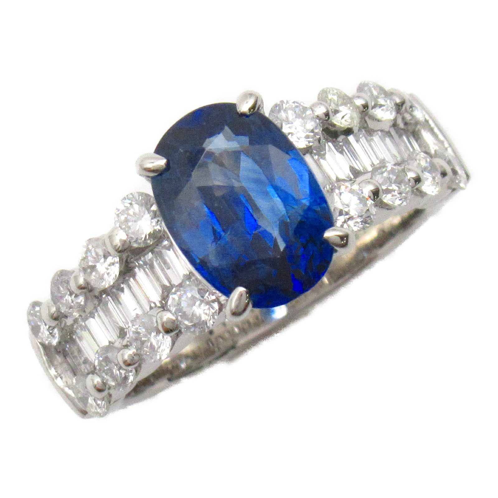 JEWELRY 【激減優惠】PT900鉑金Blue Sapphire Diamond Ring 2.470ct藍寶石/1.30ct鑽石戒指US#5.8