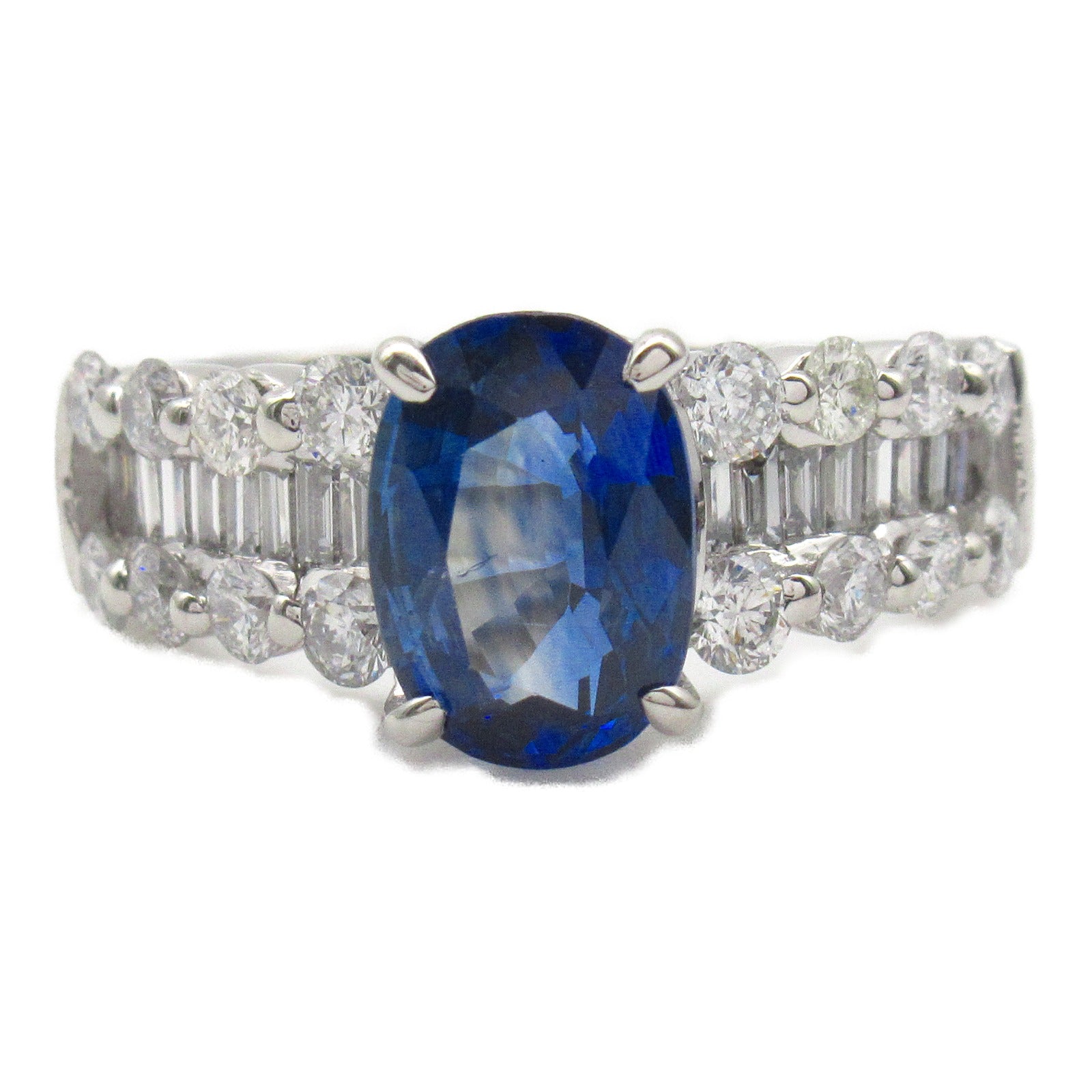 JEWELRY 【激減優惠】PT900鉑金Blue Sapphire Diamond Ring 2.470ct藍寶石/1.30ct鑽石戒指US#5.8