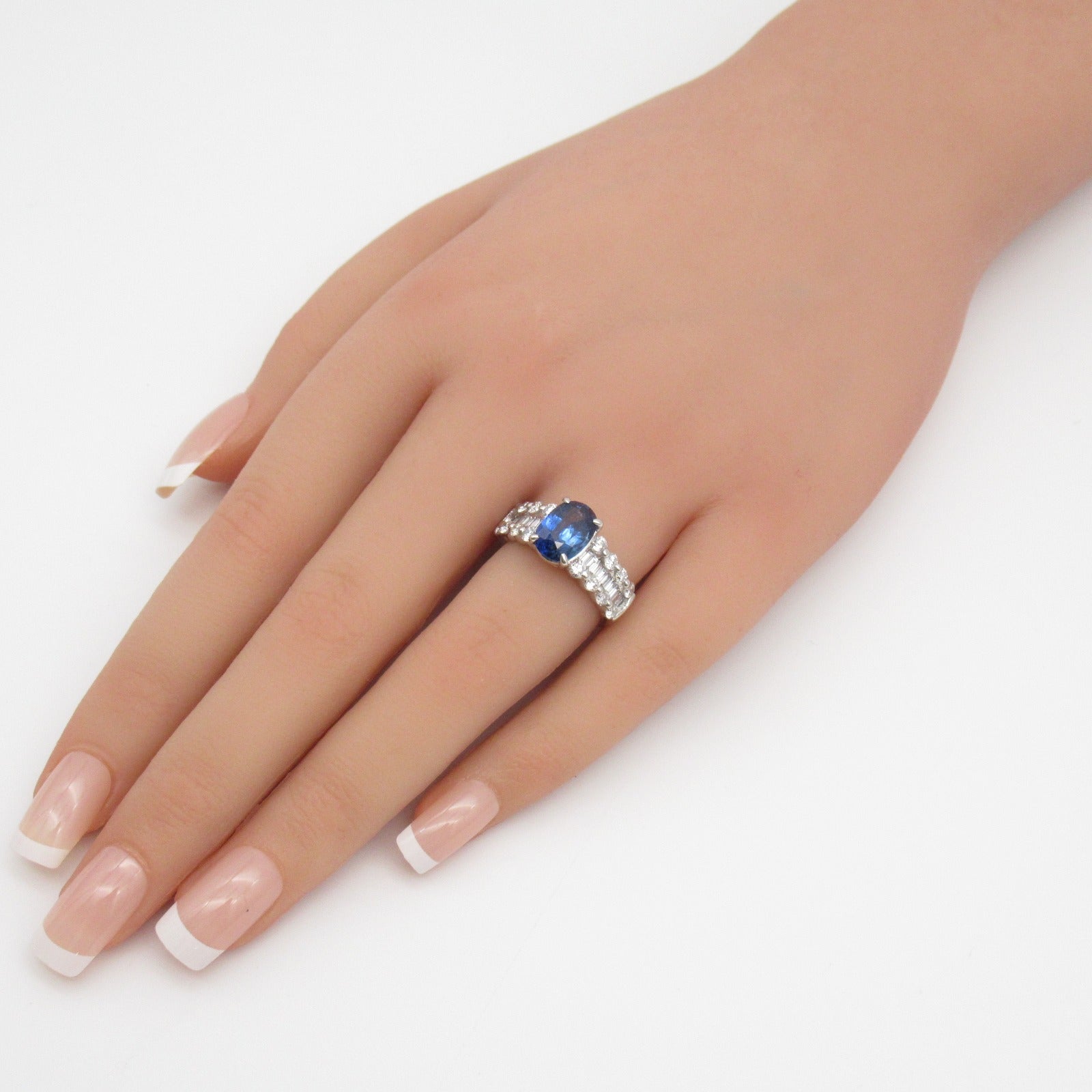 JEWELRY 【激減優惠】PT900鉑金Blue Sapphire Diamond Ring 2.470ct藍寶石/1.30ct鑽石戒指US#5.8