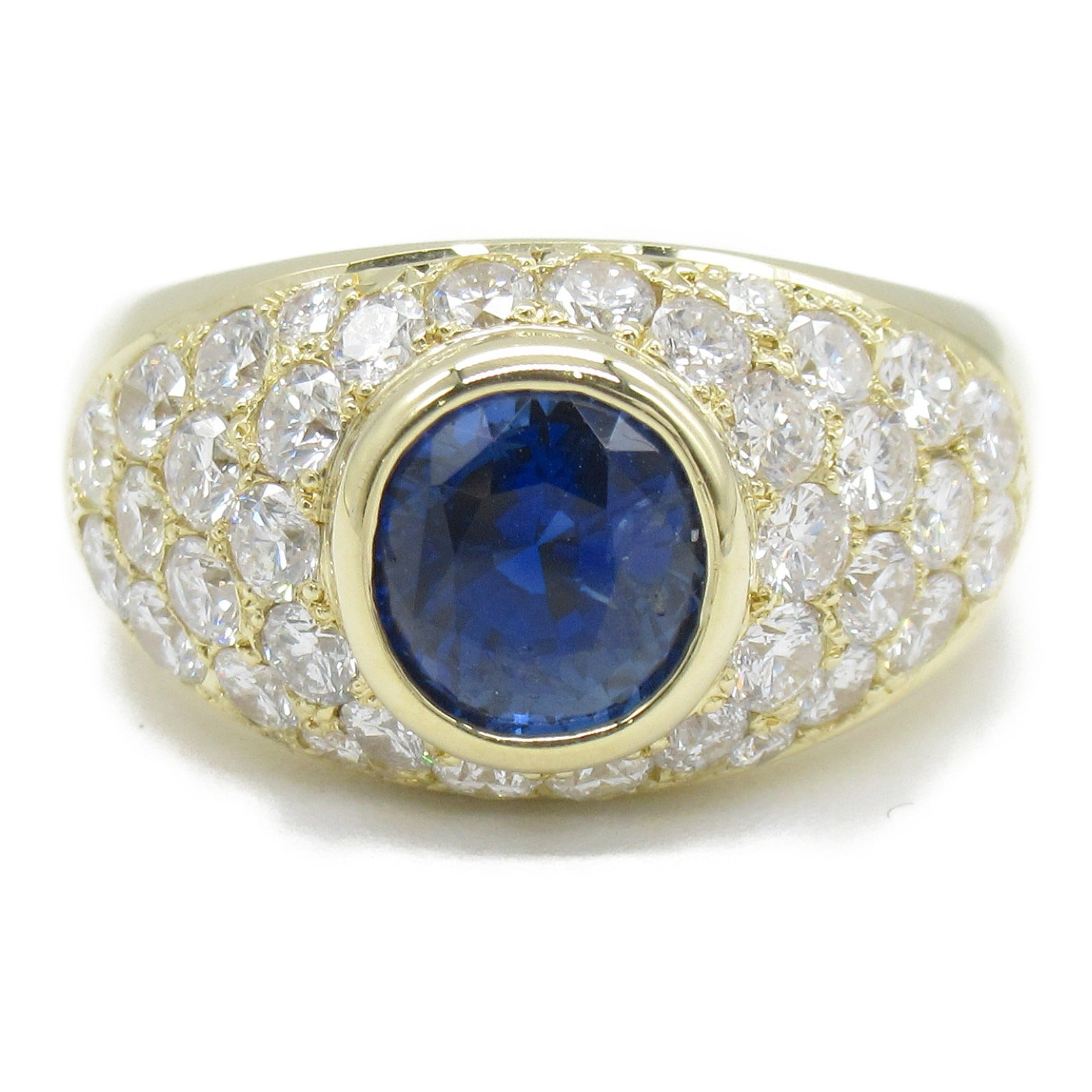 JEWELRY 【激減優惠】18K黃金Sapphire Diamond Ring 1.96ct藍寶石/1.85ct鑽石戒指US#5.75