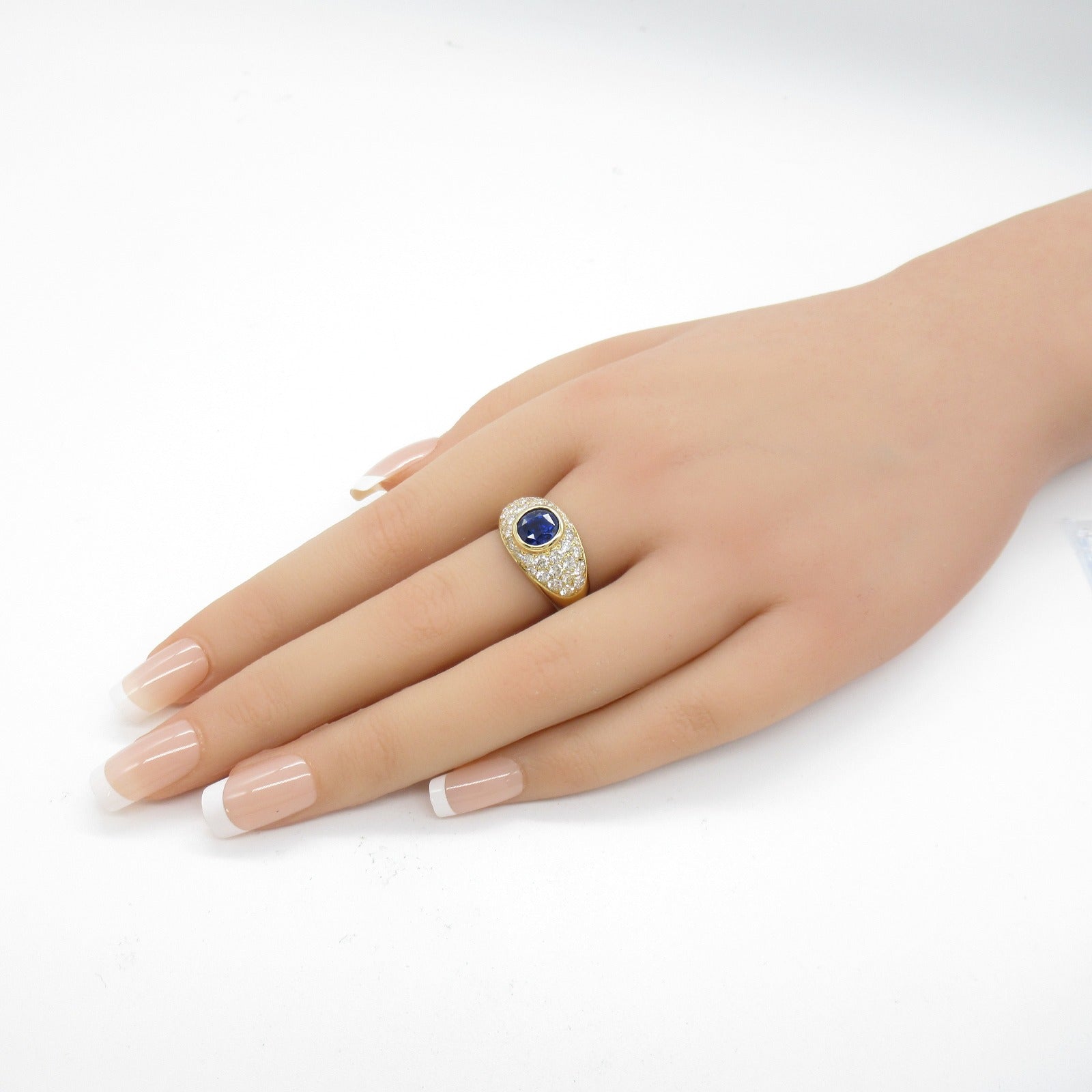 JEWELRY 【激減優惠】18K黃金Sapphire Diamond Ring 1.96ct藍寶石/1.85ct鑽石戒指US#5.75