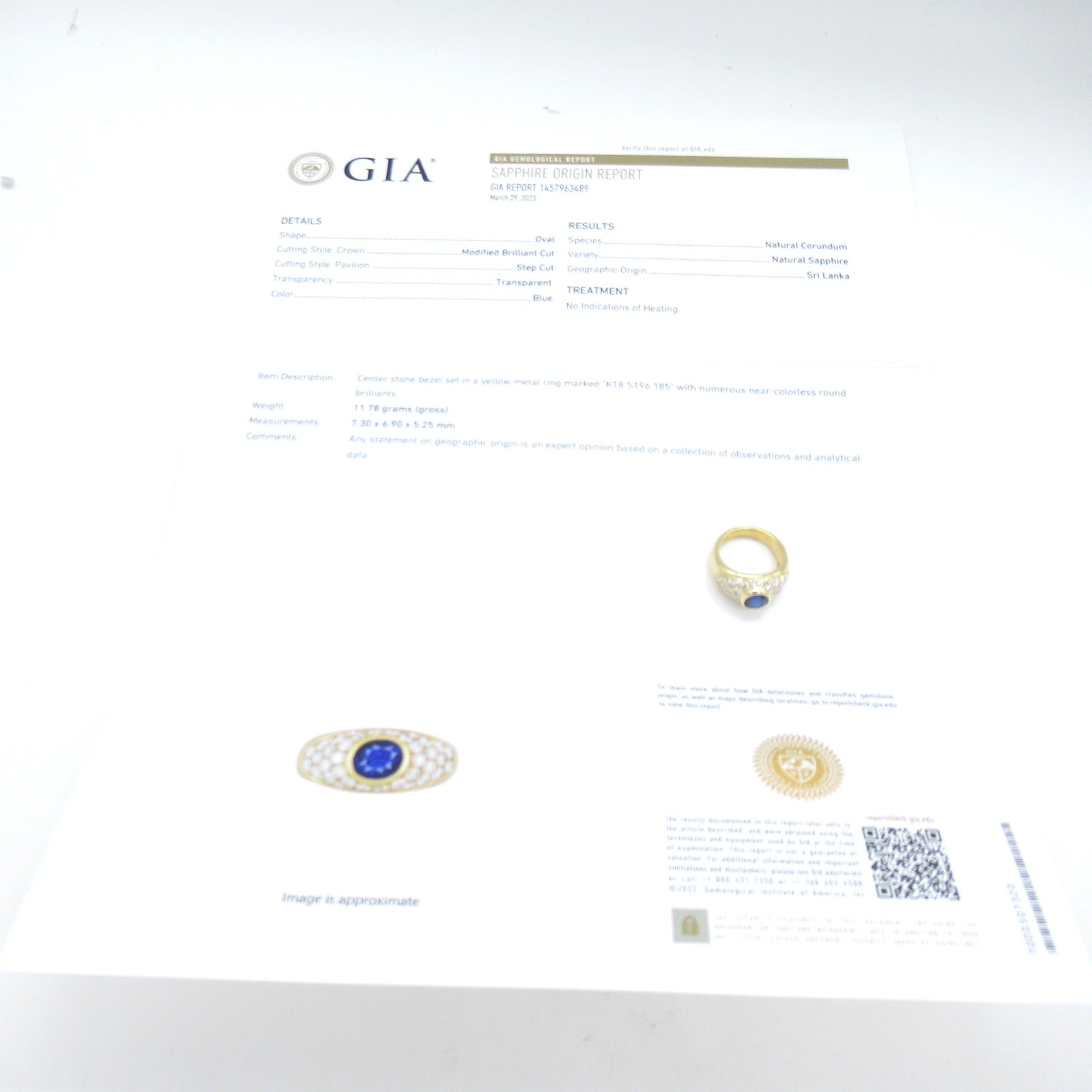 JEWELRY 【激減優惠】18K黃金Sapphire Diamond Ring 1.96ct藍寶石/1.85ct鑽石戒指US#5.75