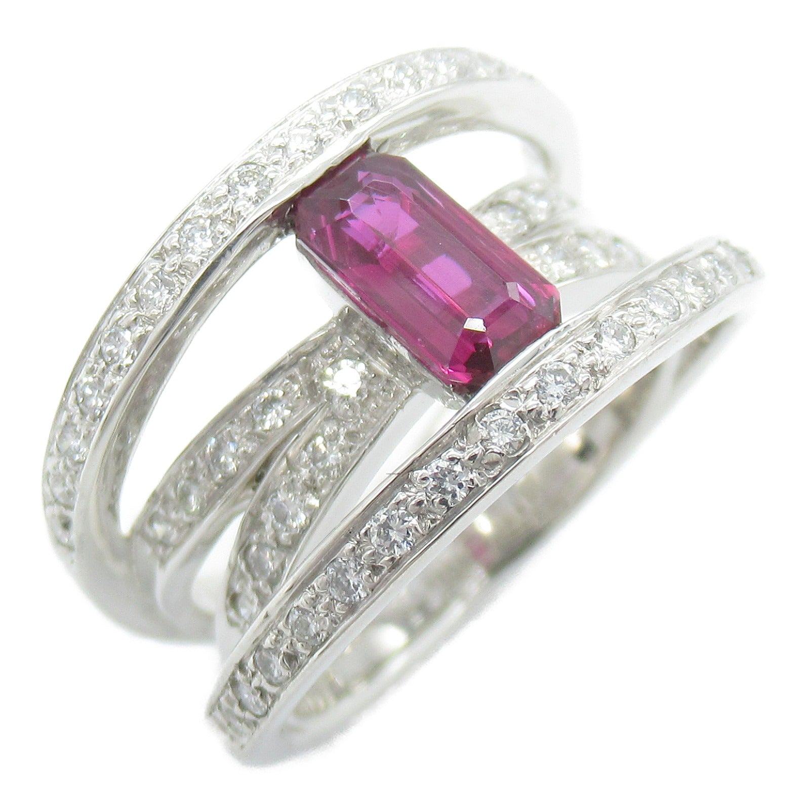 JEWELRY PT900鉑金Ruby Diamond Ring 1.07ct紅寶石/0.38ct鑽石戒指US#5.5