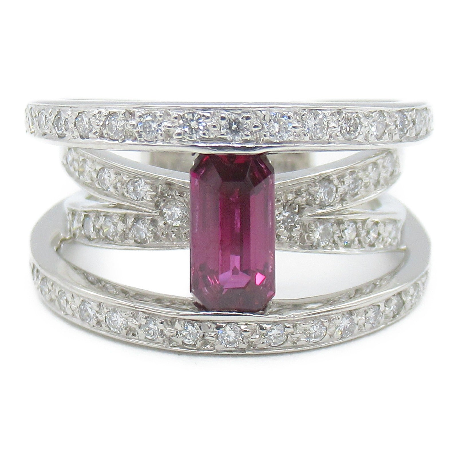 JEWELRY PT900鉑金Ruby Diamond Ring 1.07ct紅寶石/0.38ct鑽石戒指US#5.5