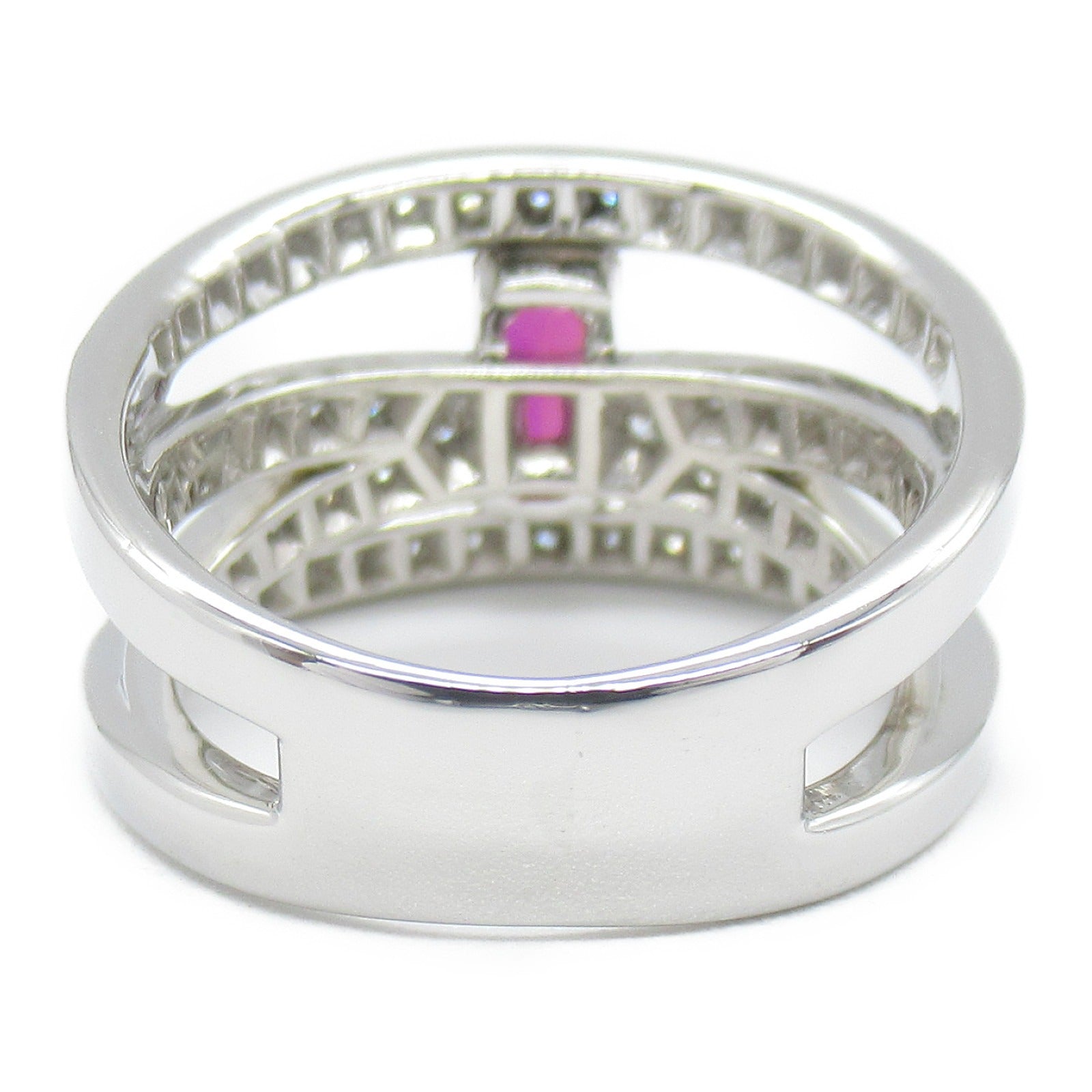 JEWELRY PT900鉑金Ruby Diamond Ring 1.07ct紅寶石/0.38ct鑽石戒指US#5.5