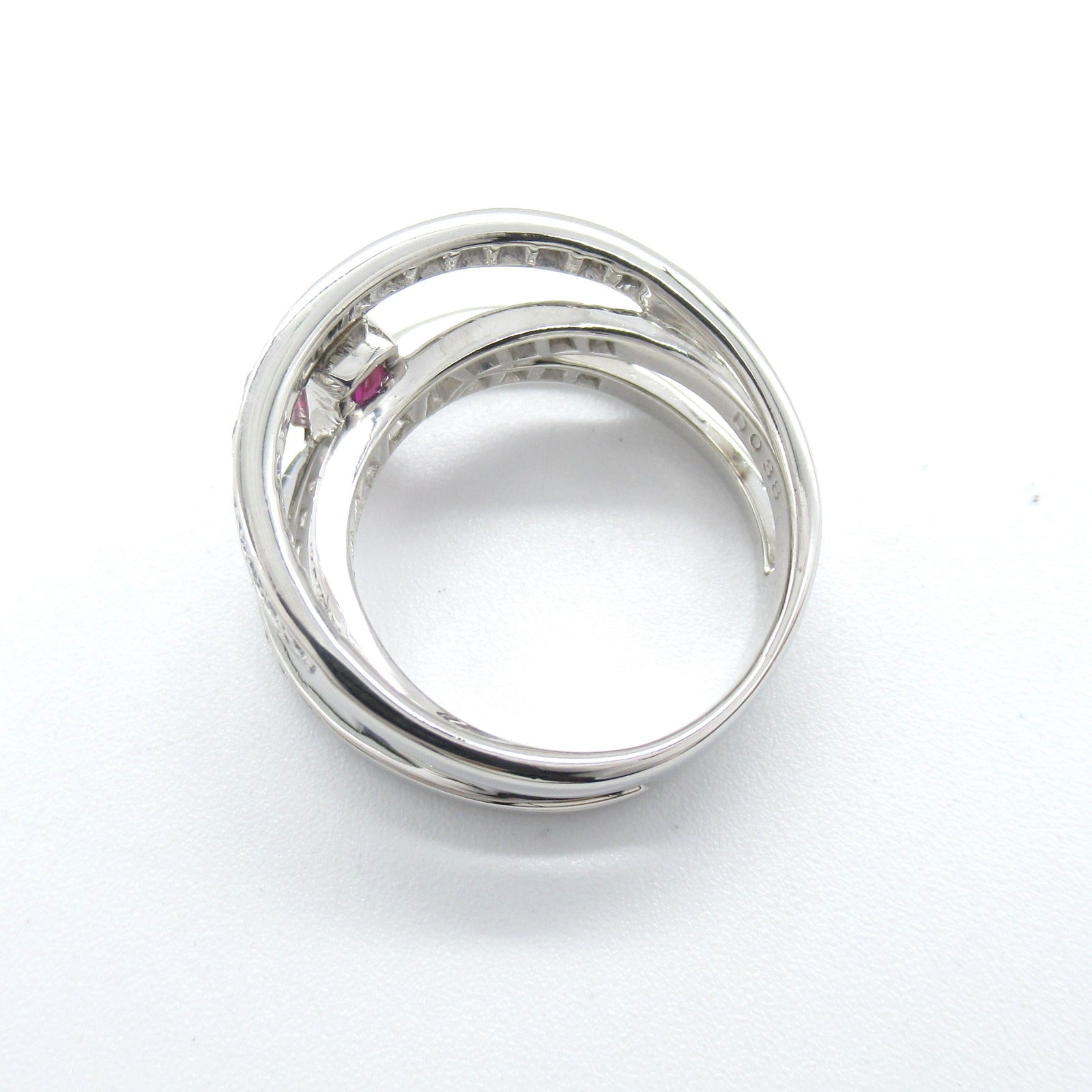 JEWELRY PT900鉑金Ruby Diamond Ring 1.07ct紅寶石/0.38ct鑽石戒指US#5.5