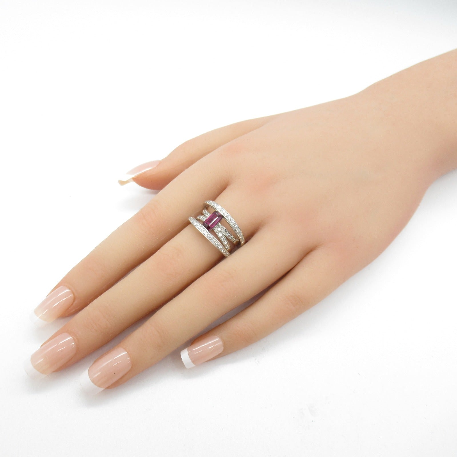 JEWELRY PT900鉑金Ruby Diamond Ring 1.07ct紅寶石/0.38ct鑽石戒指US#5.5