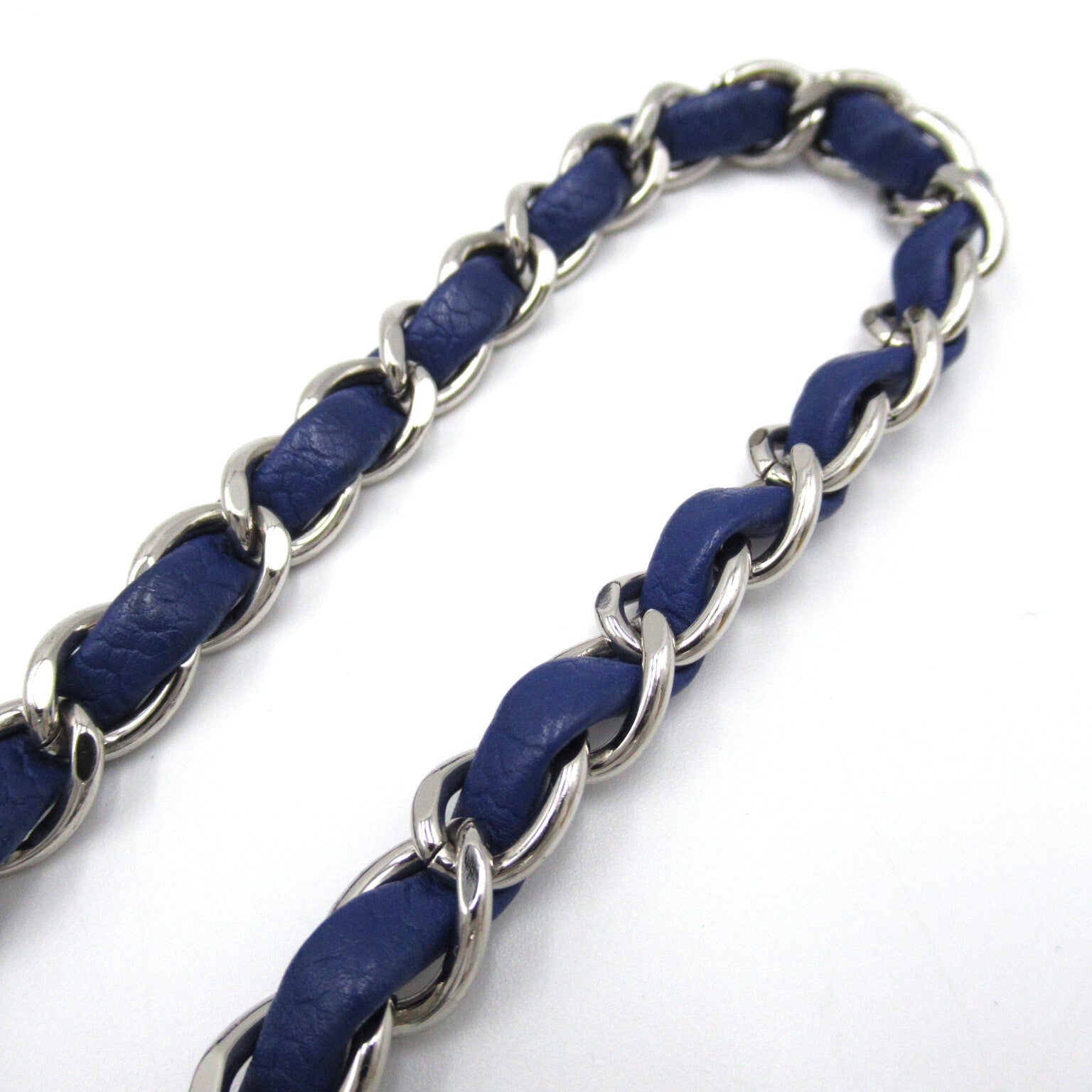 CHANEL 【激減優惠】斜紋Caviar皮革Chain Shoulder銀扣肩背袋藍色