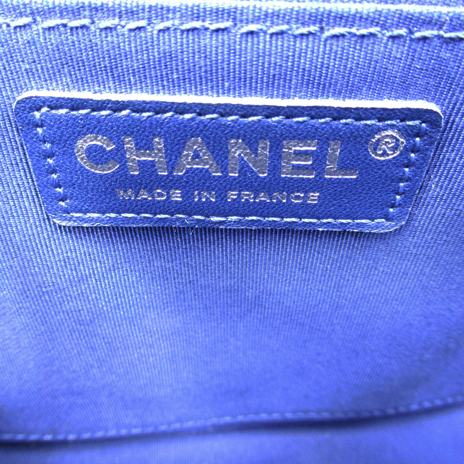 CHANEL 【激減優惠】斜紋Caviar皮革Chain Shoulder銀扣肩背袋藍色